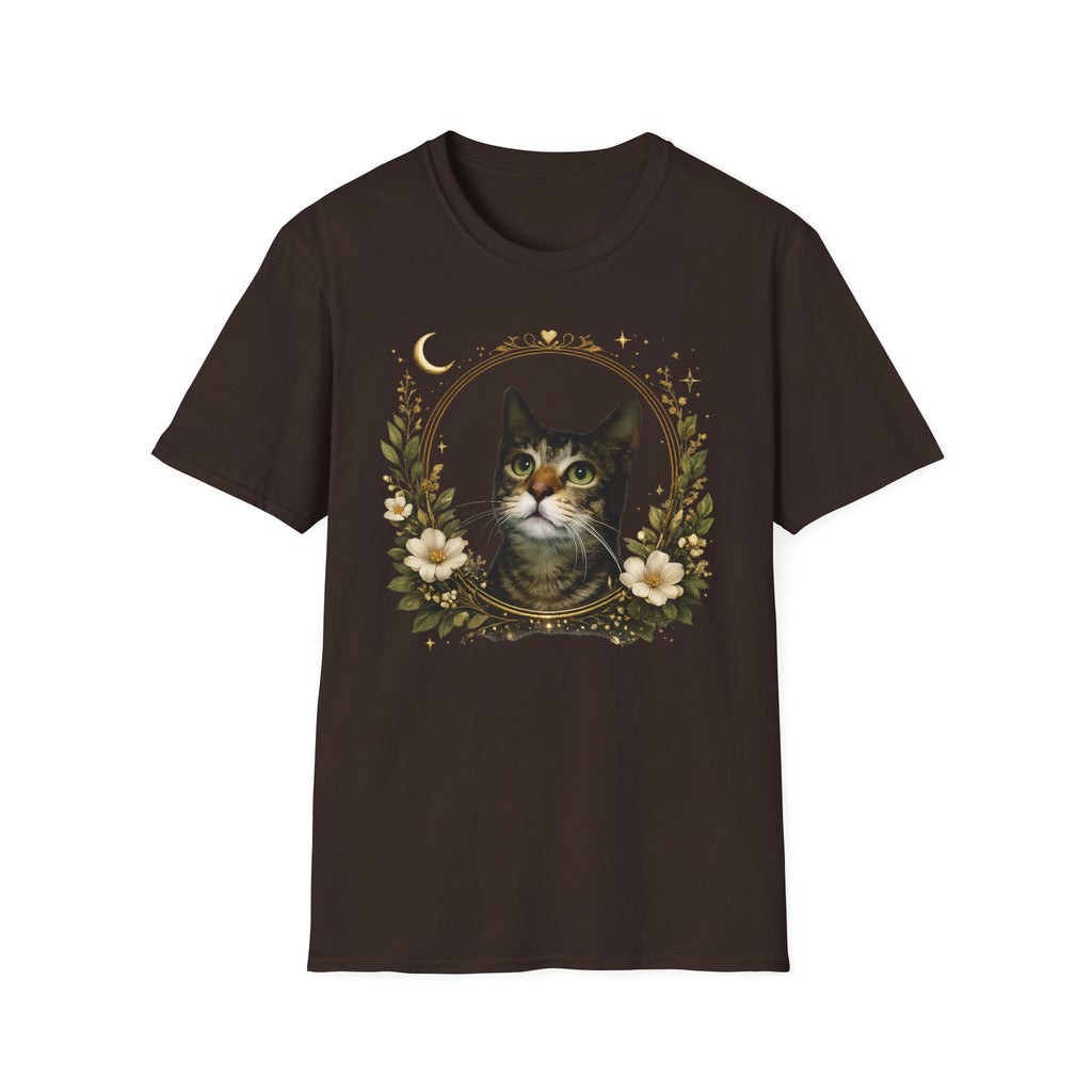 Cat Portrait T-Shirt – Vintage Floral Tabby Tee