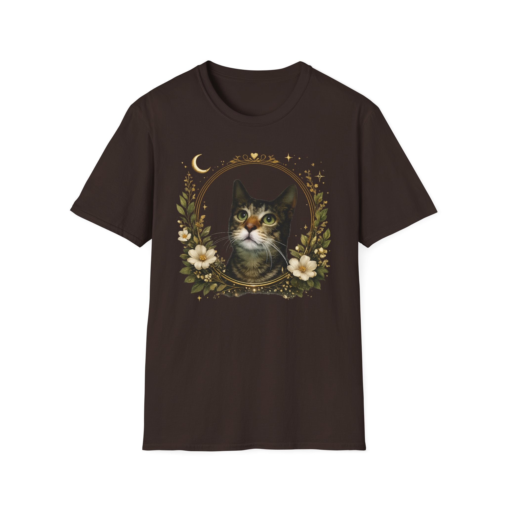 Cat Portrait T-Shirt – Vintage Floral Tabby Tee