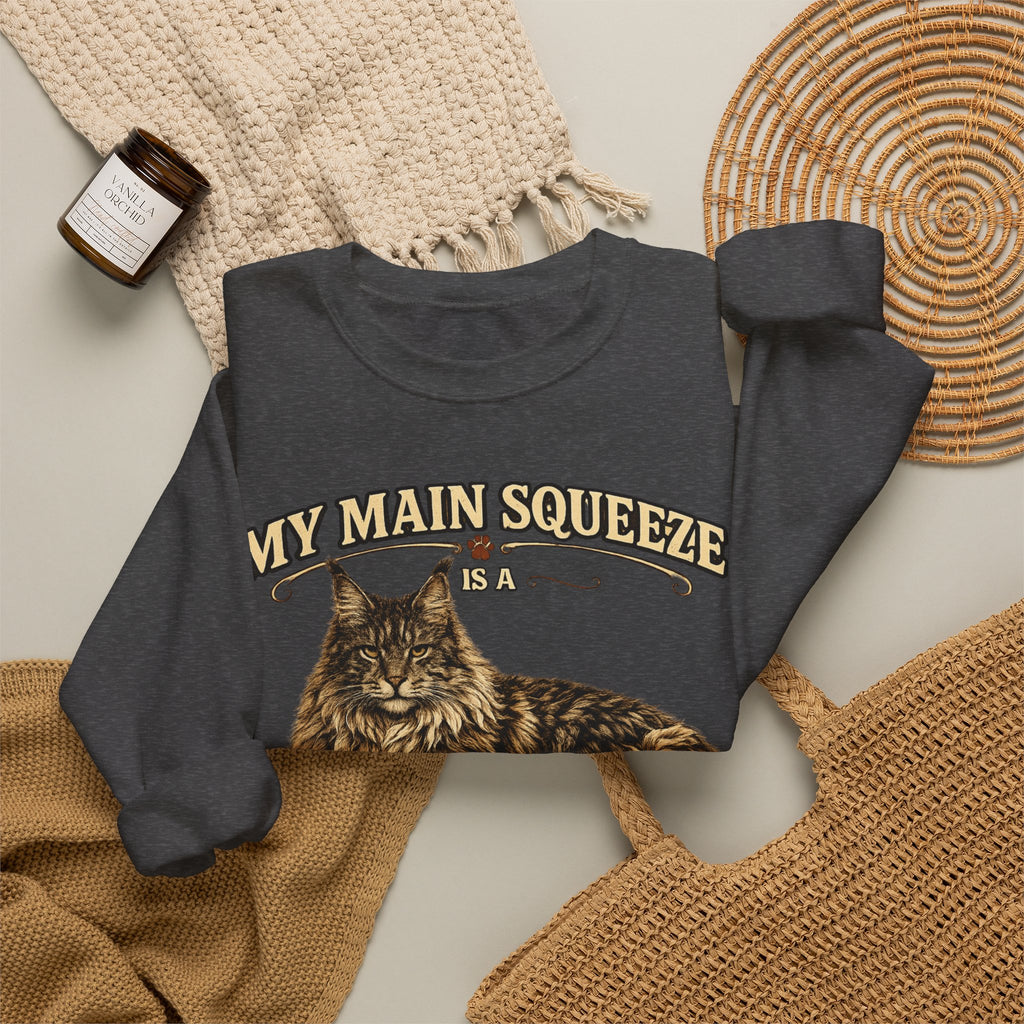 Maine Coon Sweatshirt - "My Main Squeeze" Cat Lover Crewneck