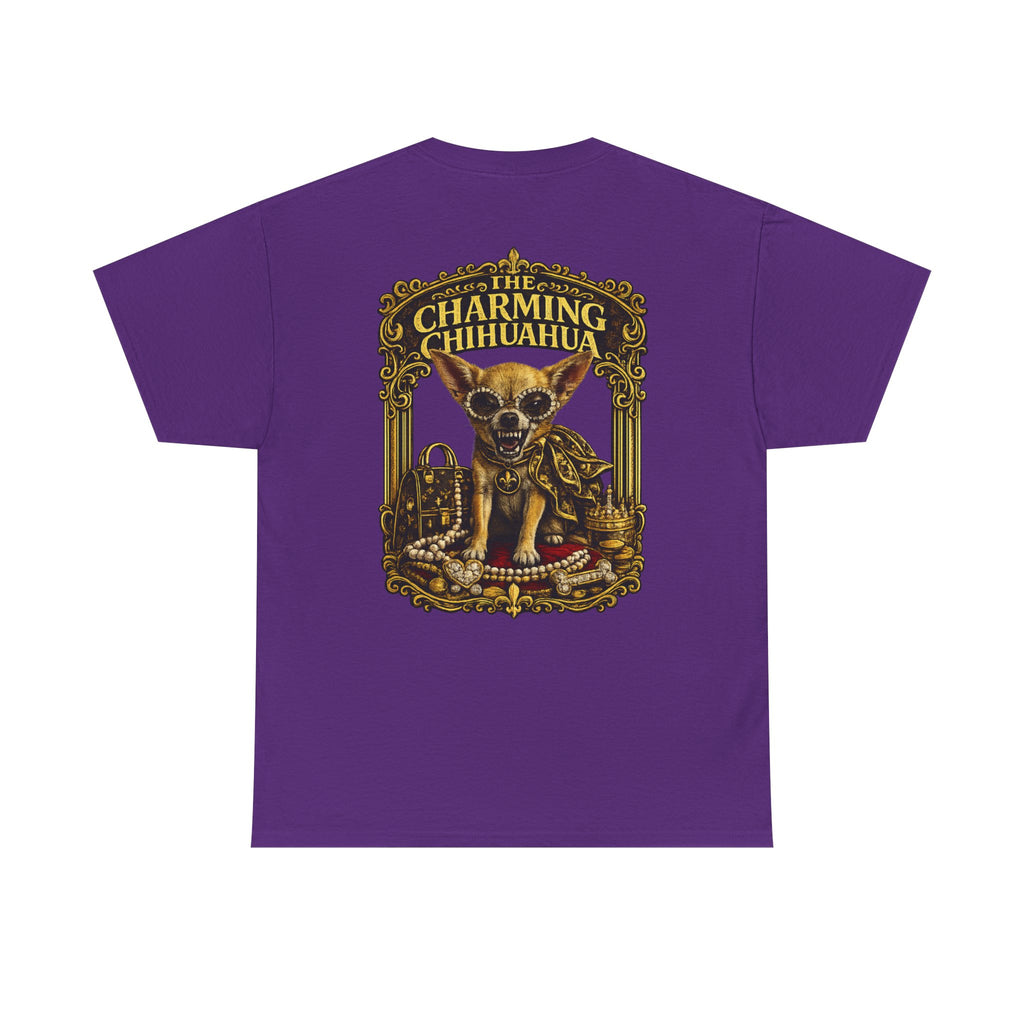 Chihuahua Crest Tee with back print — Vintage Chihuahua "THE CHARMNG CHIHUAHUA"