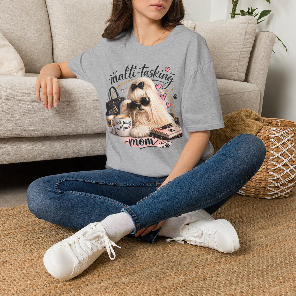 Multi-Tasking Mom T-Shirt — Cute Sunglasses Shih Tzu Graphic