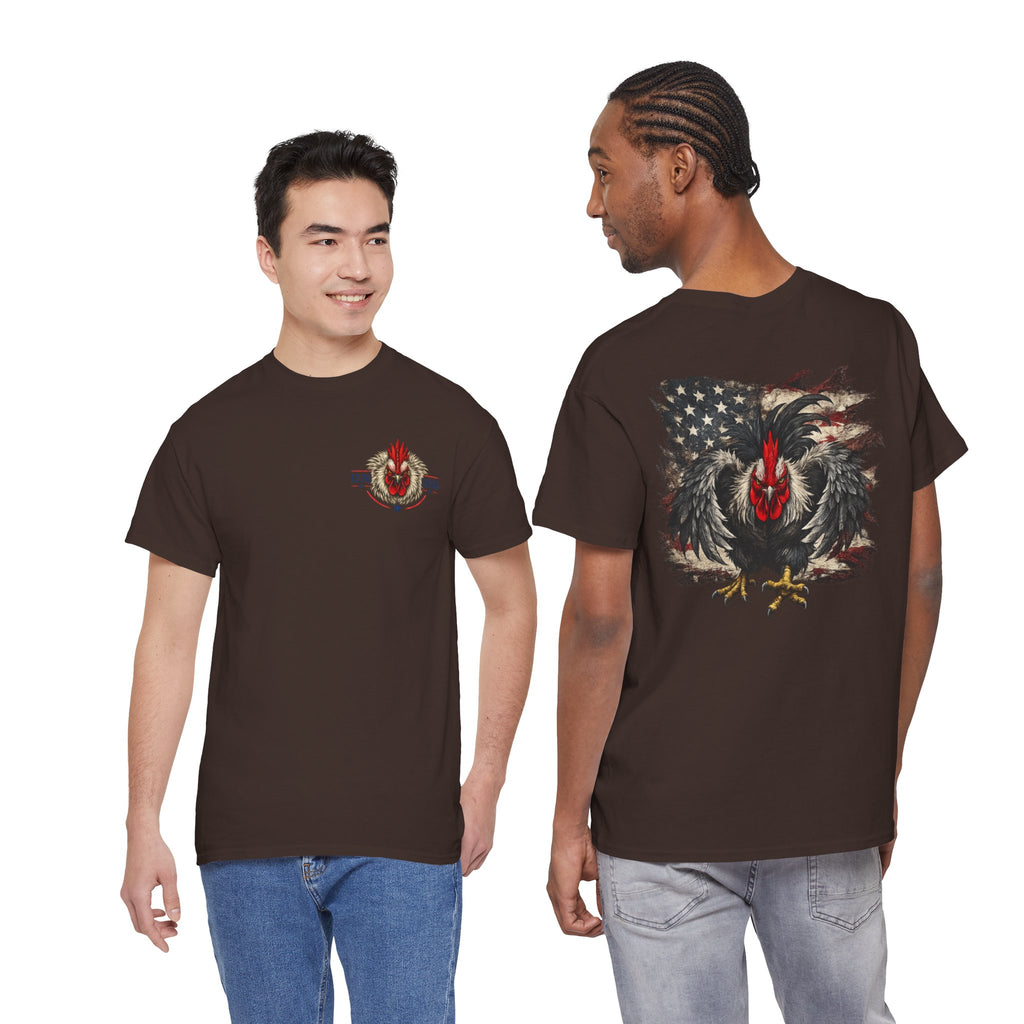 Patriotic Rooster Tee - American Flag Chicken Graphic T-Shirt