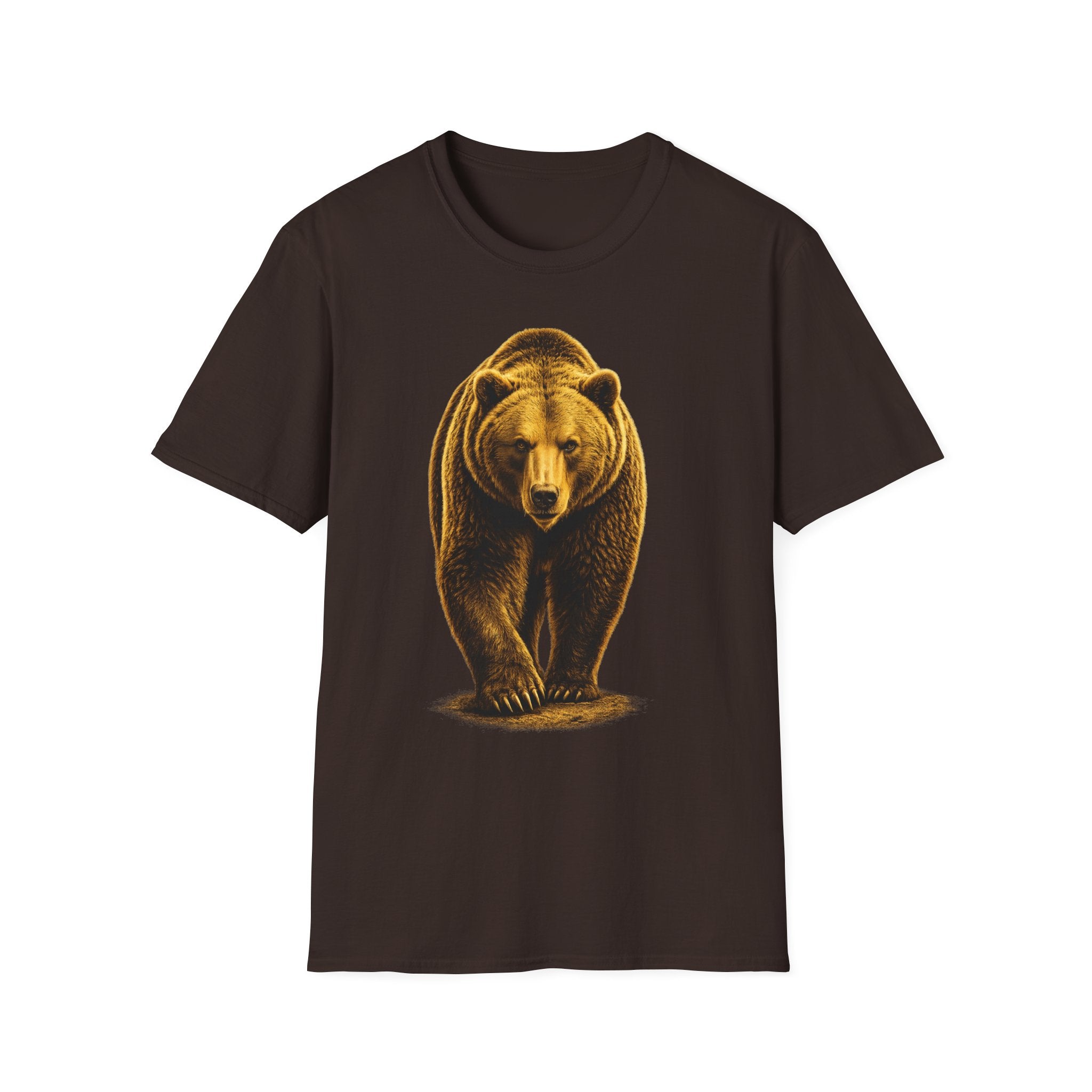Bear Graphic T-Shirt — Bold Front-Facing Brown Bear Tee