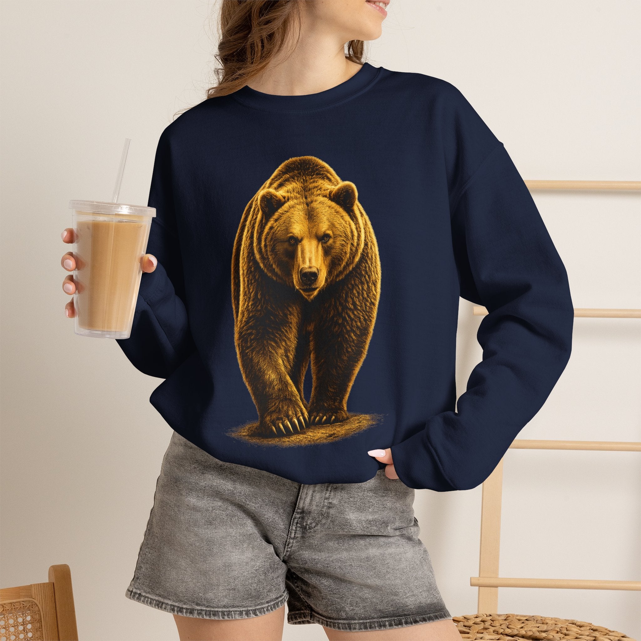 Grizzly Bear Crewneck Sweatshirt — Vintage Wildlife Graphic