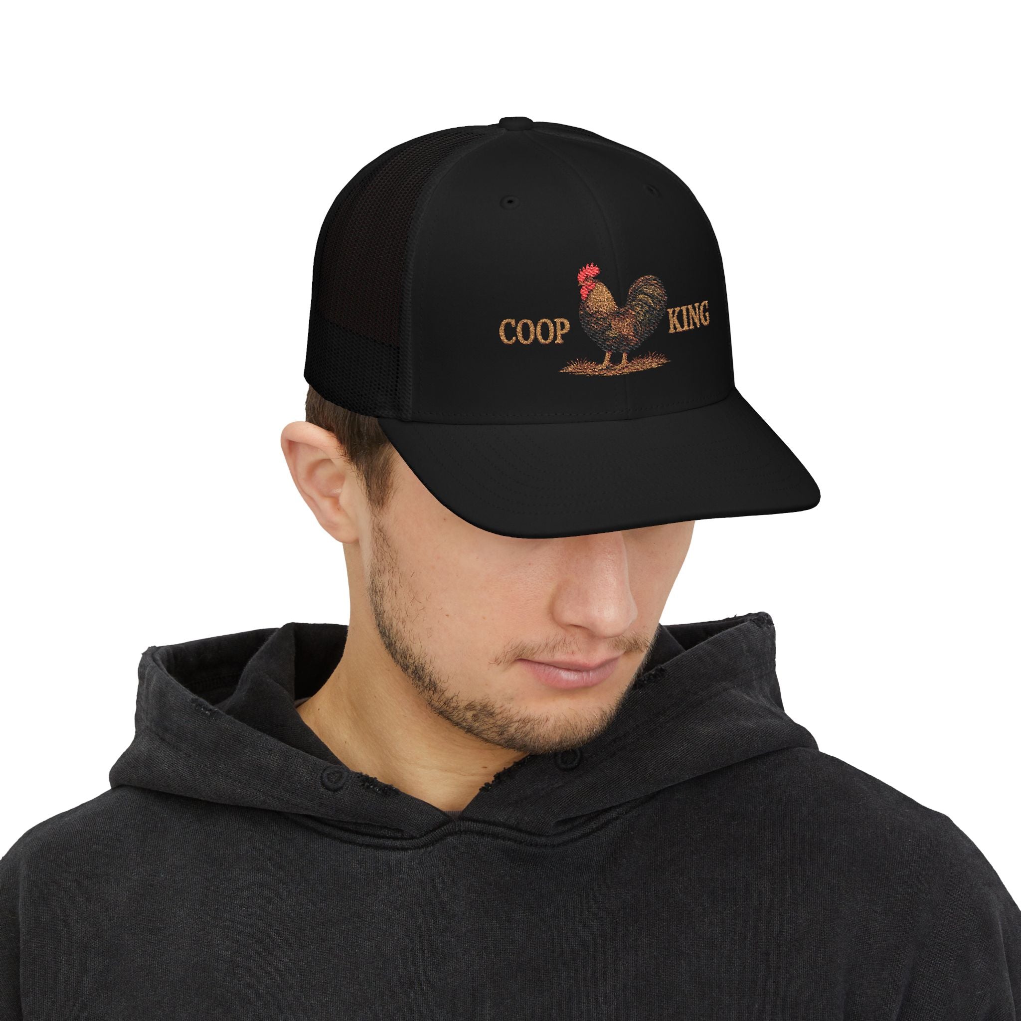 Coop King Trucker Hat - Rooster Farm Snapback Cap