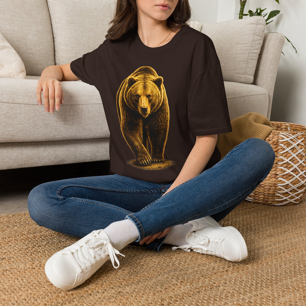 Bear Graphic T-Shirt — Bold Front-Facing Brown Bear Tee