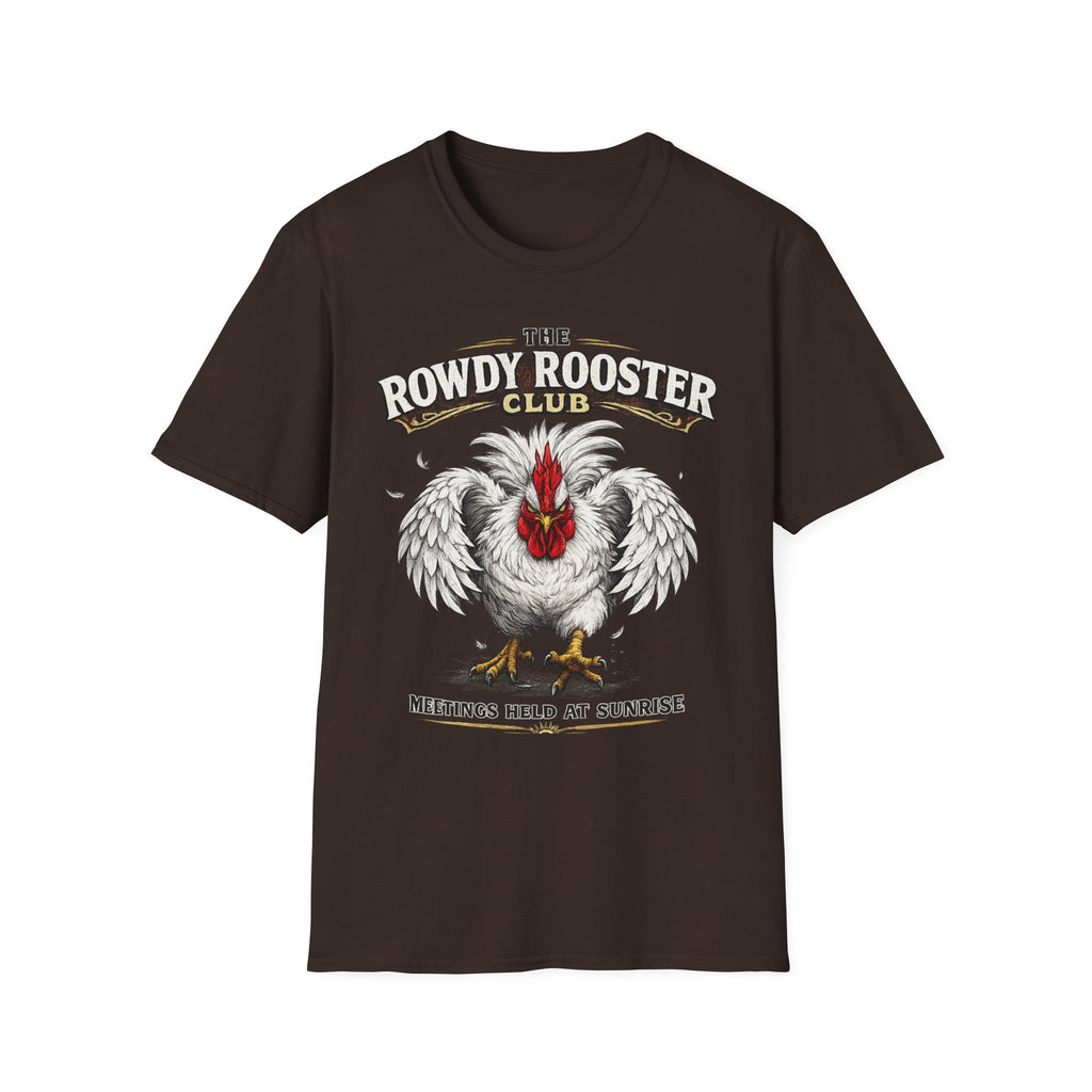 Rooster - Rowdy Rooster Club T-Shirt — 'Meetings Held at Sunrise' Graphic Tee