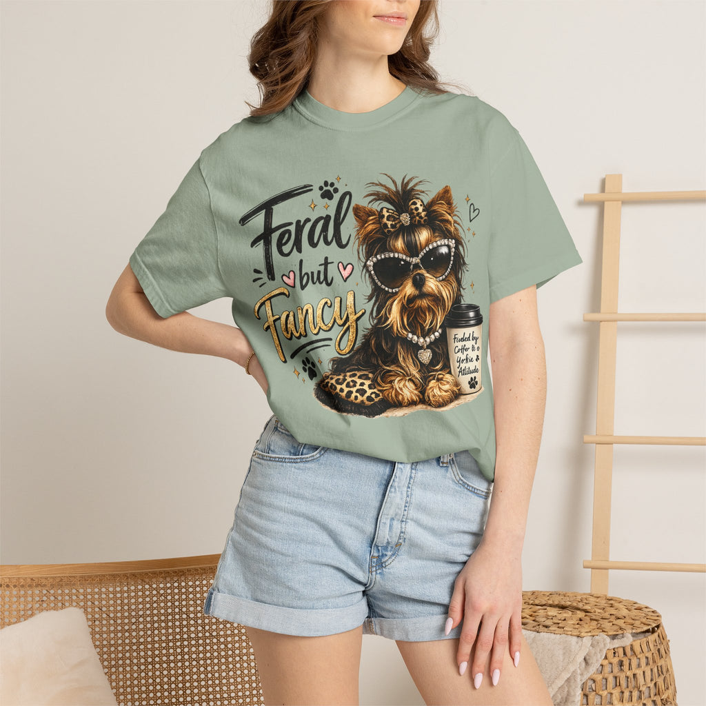 Feral but Fancy Yorkie T-Shirt – Cute Dog Graphic Tee for Pet Lovers