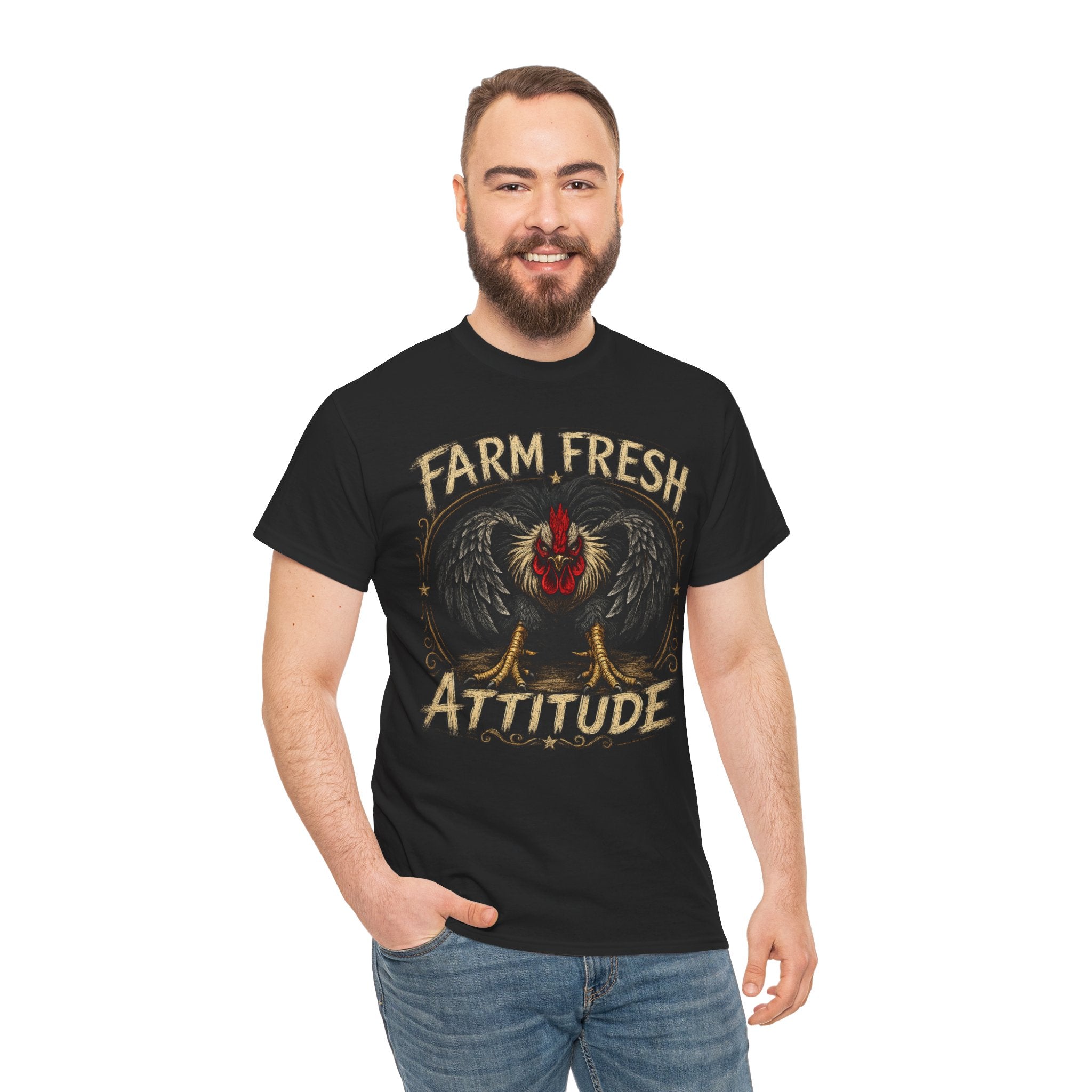 Farm Fresh Attitude T-Shirt — Rooster Vintage Farm Humor Tee