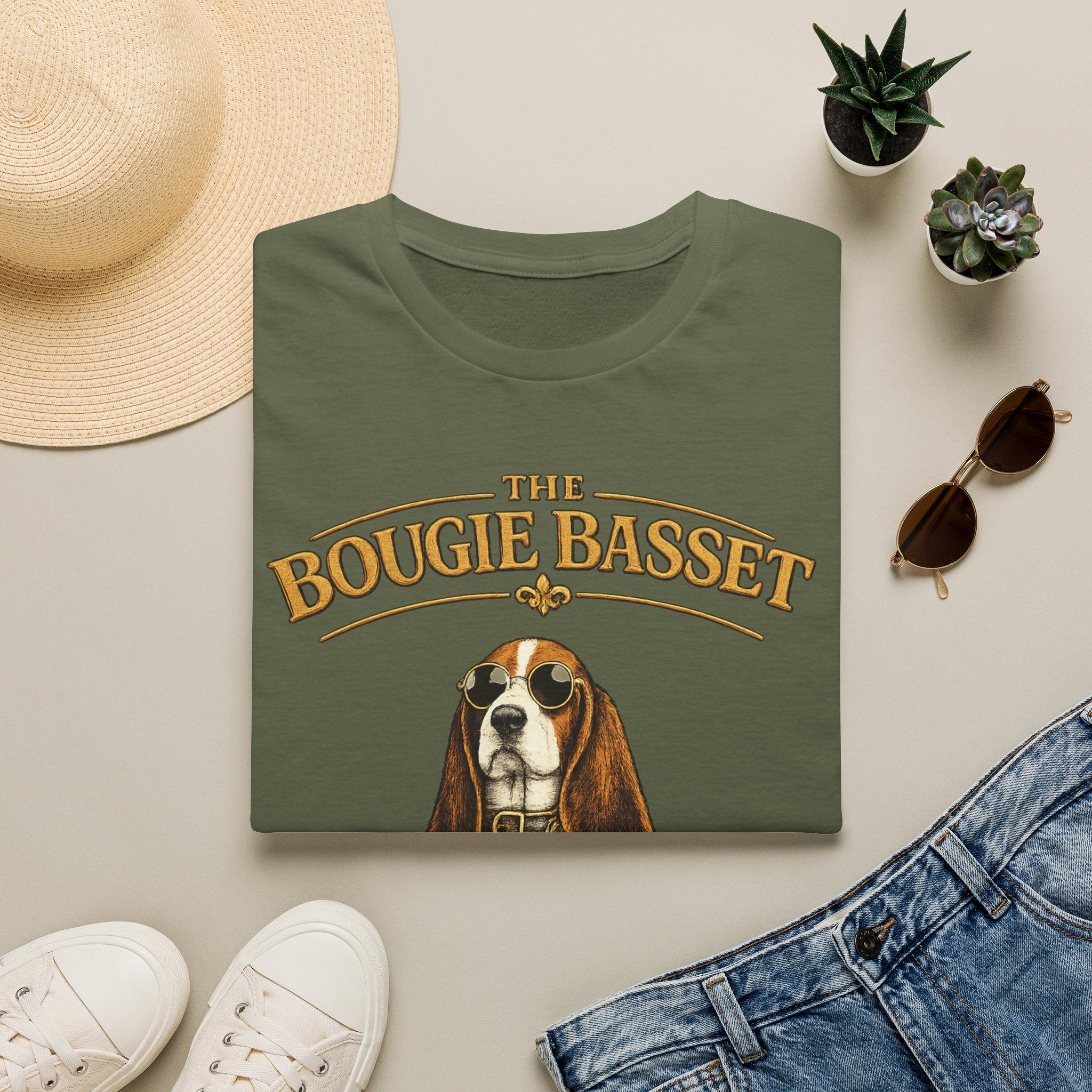 Basset Hound T-Shirt — "The Bougie Basset Hound Club" Graphic Tee
