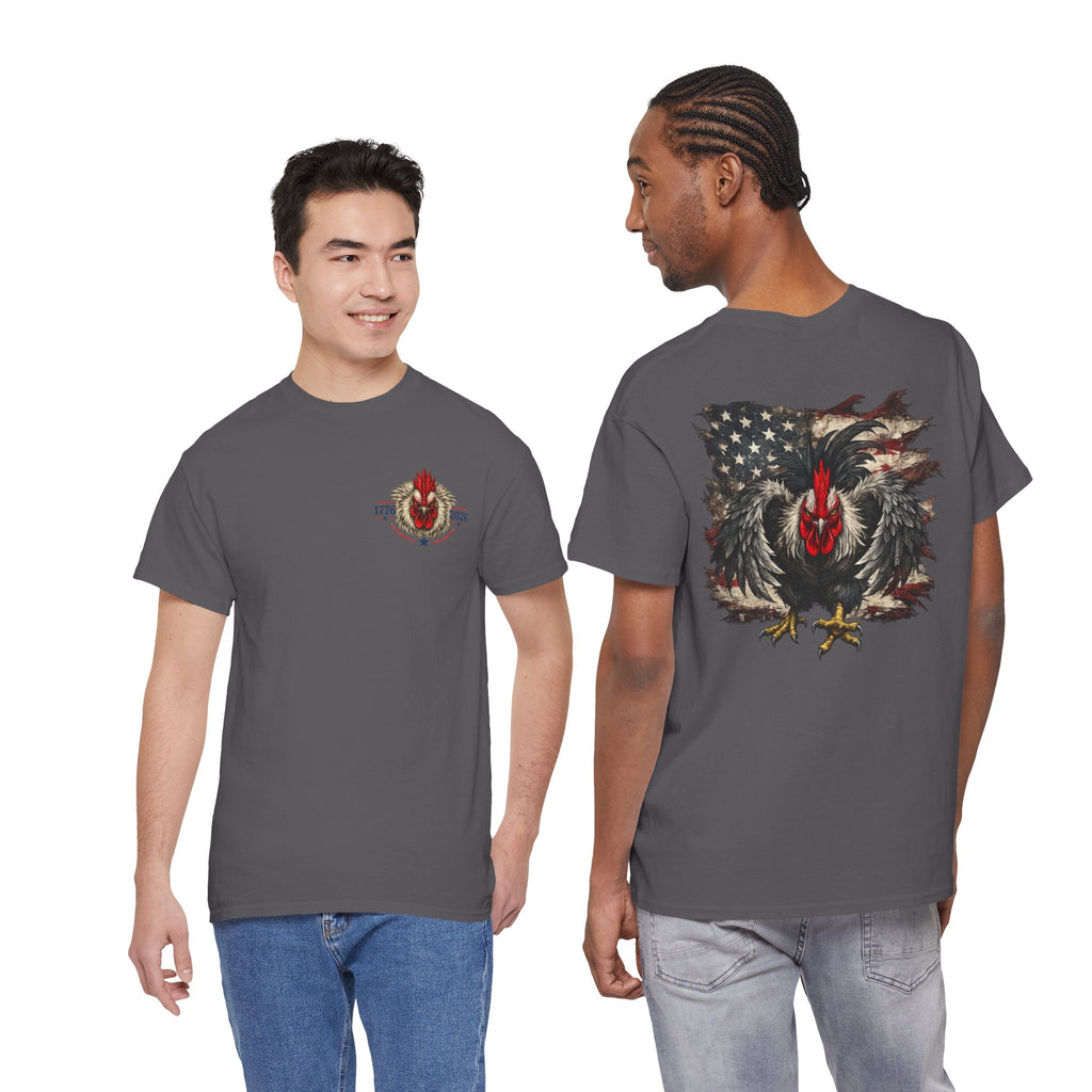 Patriotic Rooster Tee - American Flag Chicken Graphic T-Shirt