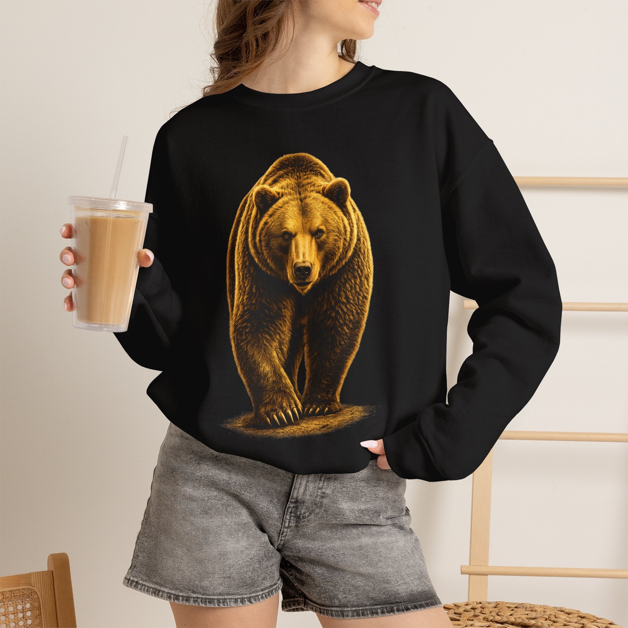 Grizzly Bear Crewneck Sweatshirt — Vintage Wildlife Graphic