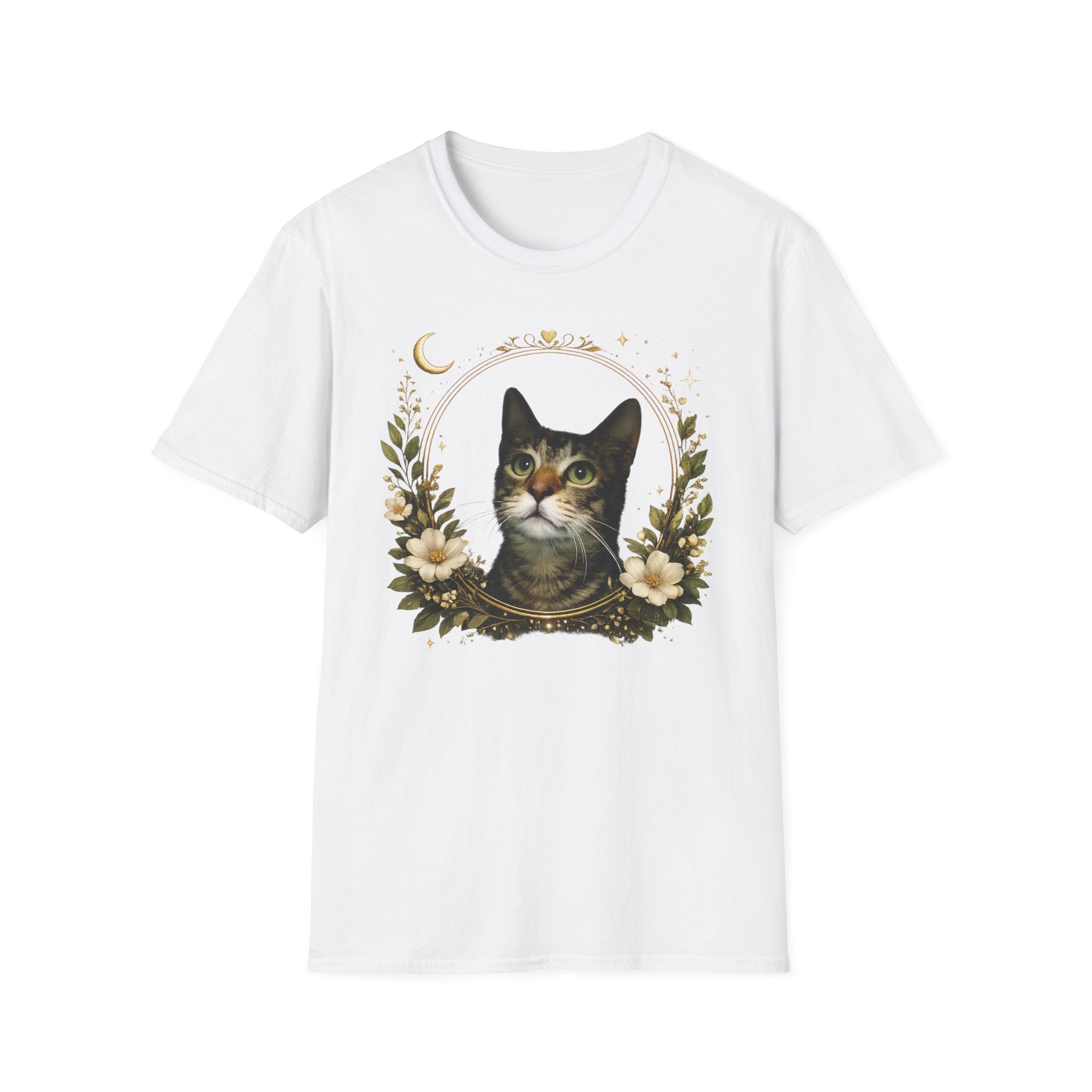 Cat Portrait T-Shirt – Vintage Floral Tabby Tee