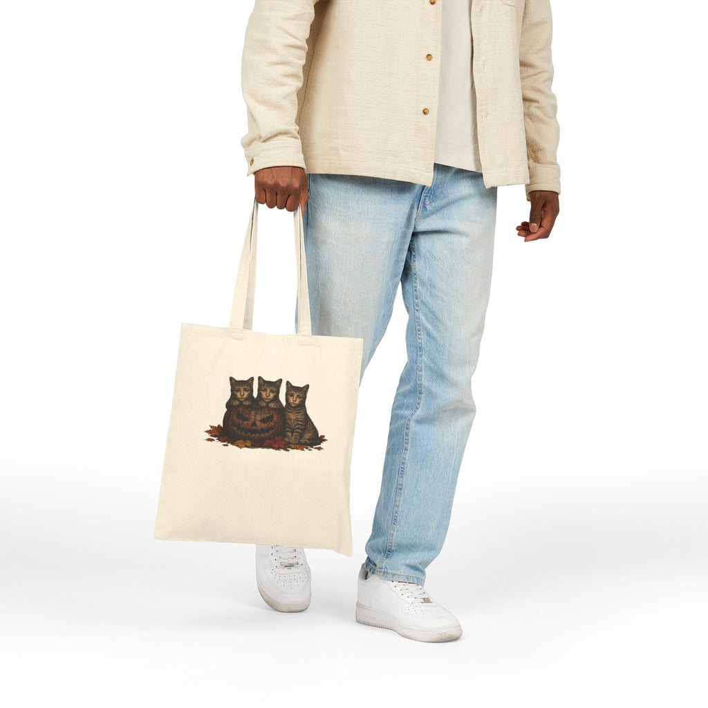 Autumn Trio Cats Cotton Tote Bag