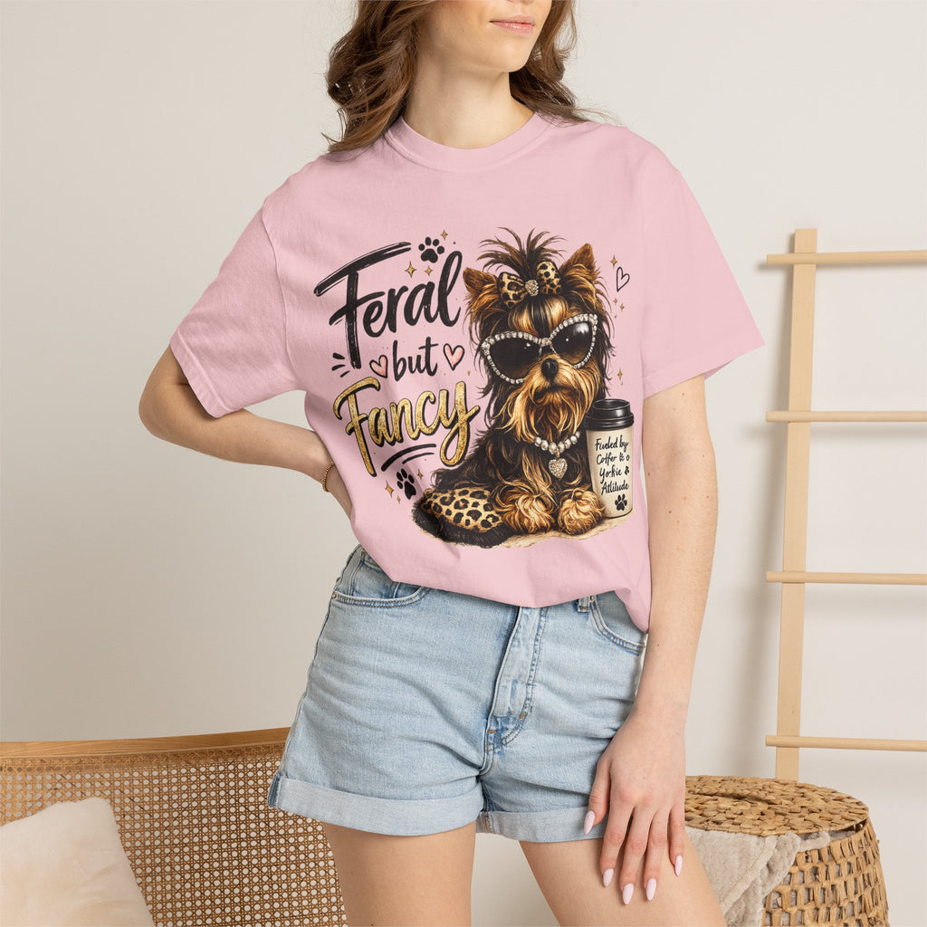 Feral but Fancy Yorkie T-Shirt – Cute Dog Graphic Tee for Pet Lovers