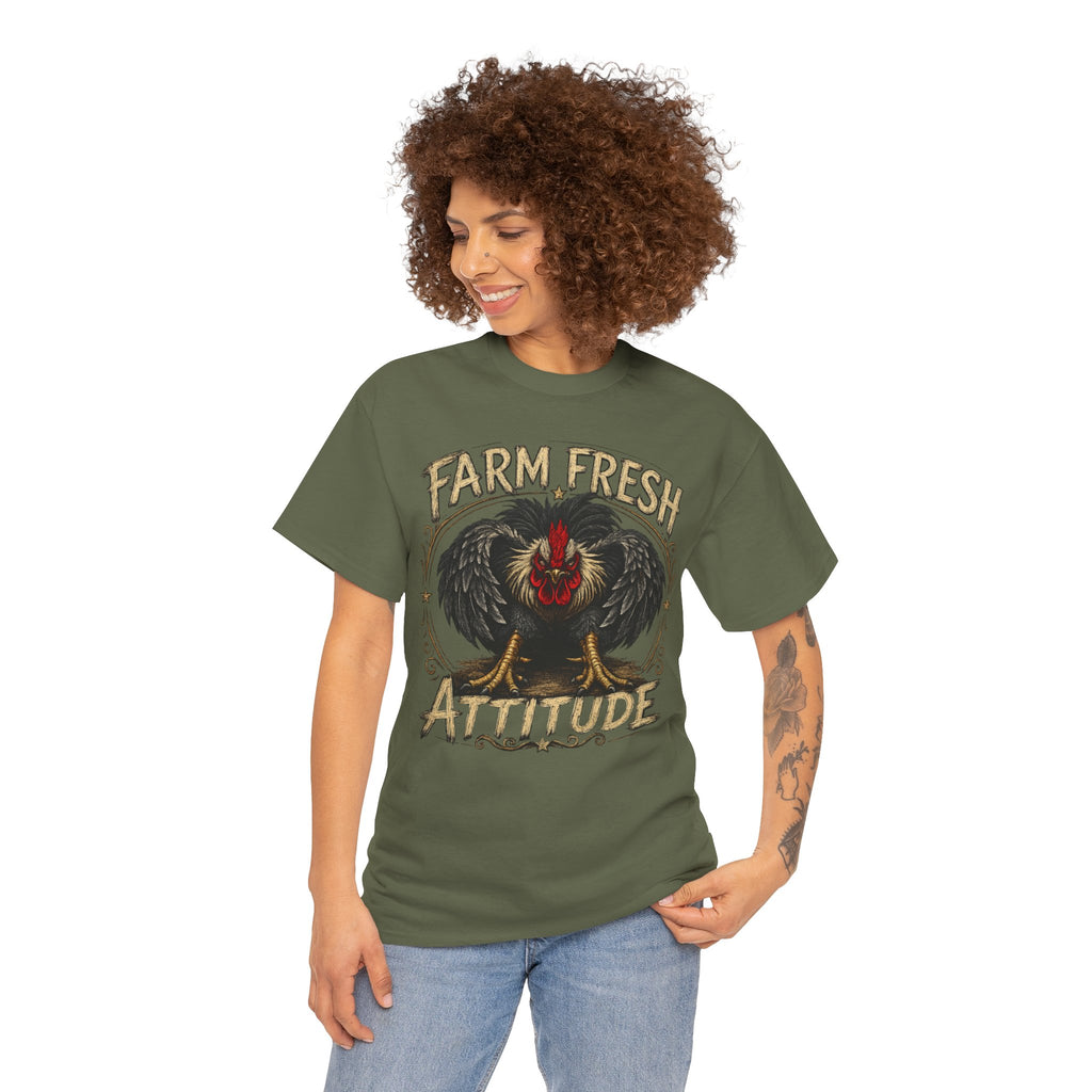 Farm Fresh Attitude T-Shirt — Rooster Vintage Farm Humor Tee