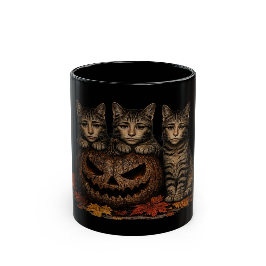 Halloween Cat Pumpkin Black Mug – Spooky Autumn Coffee Cup (11oz, 15oz)