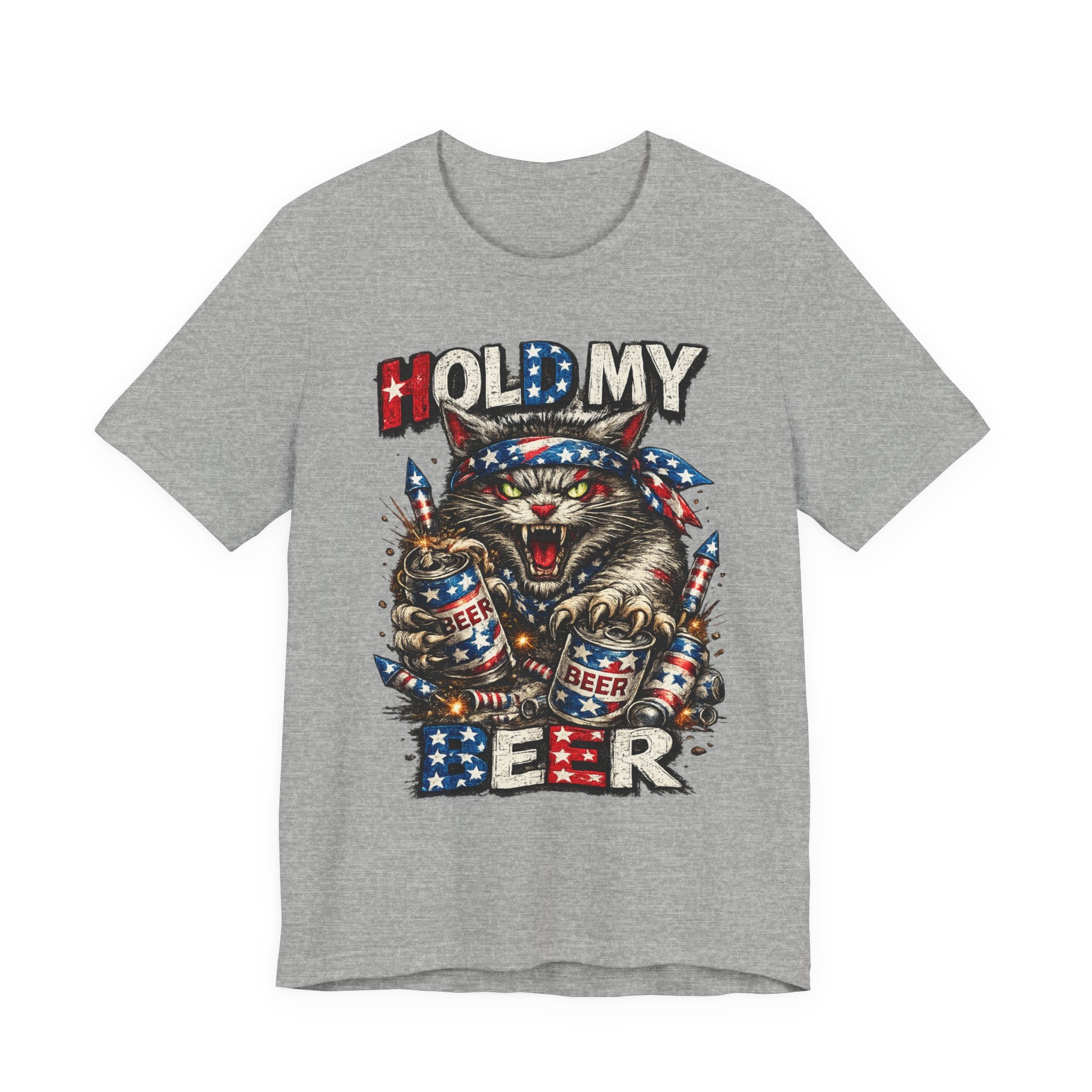 Hold My Beer Cat T-Shirt — Patriotic Funny Independence Day Tee