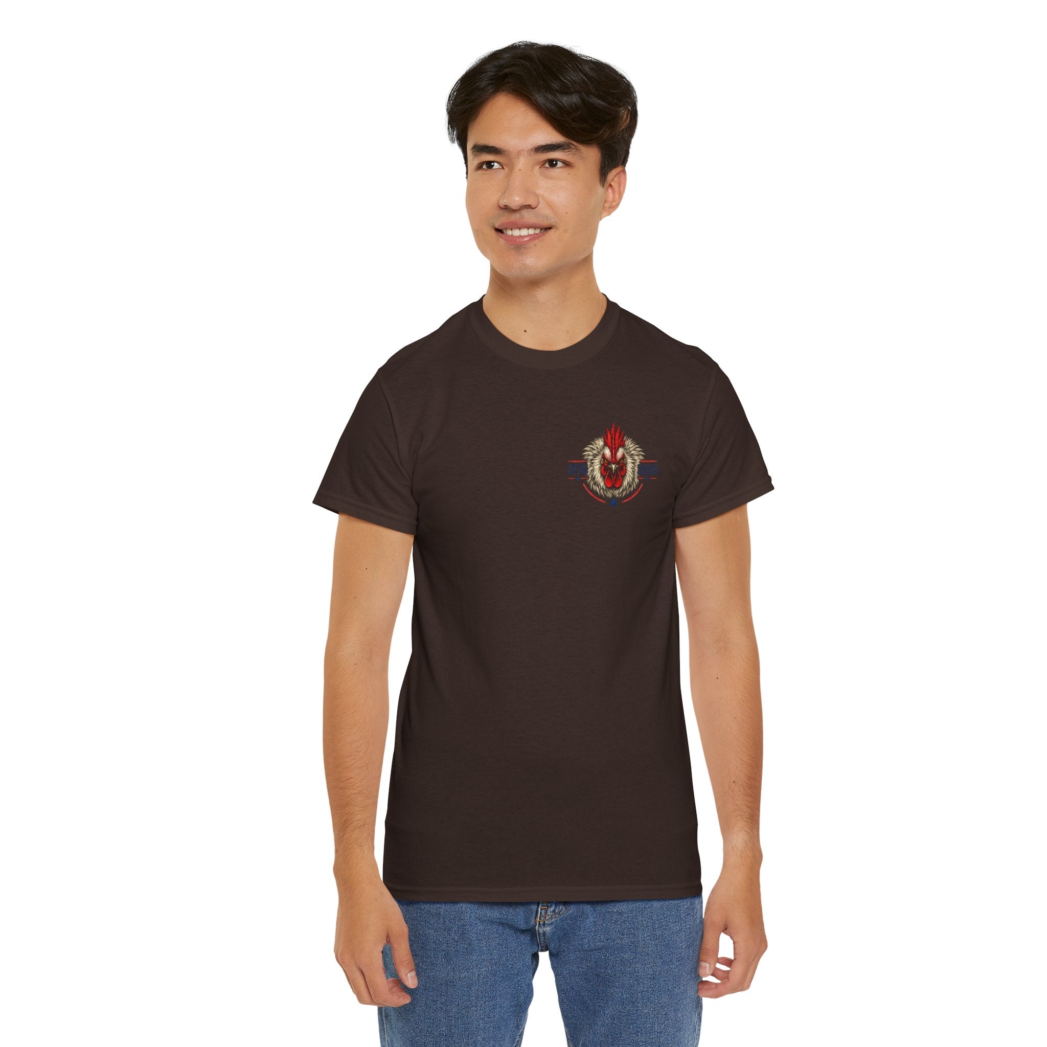 Patriotic Rooster Tee - American Flag Chicken Graphic T-Shirt