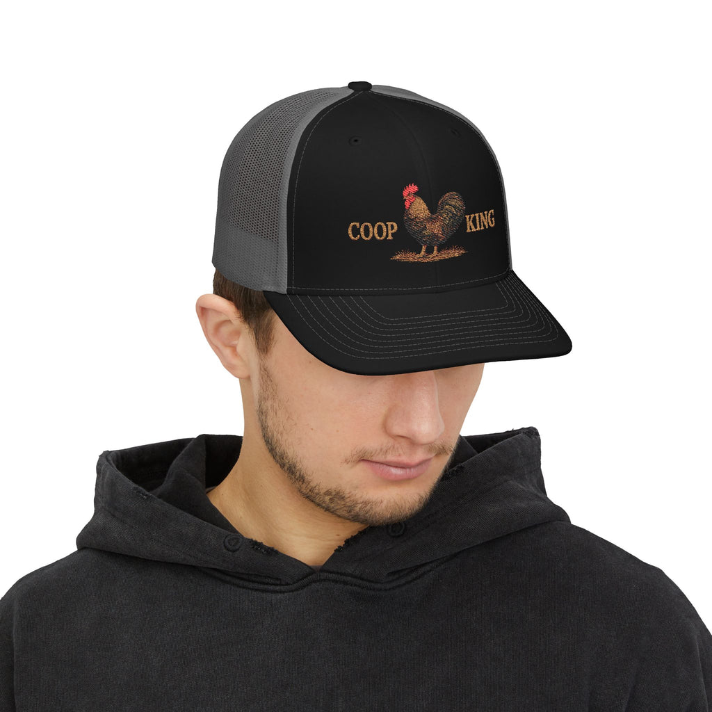 Coop King Trucker Hat - Rooster Farm Snapback Cap