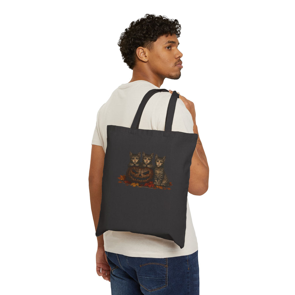 Autumn Trio Cats Cotton Tote Bag