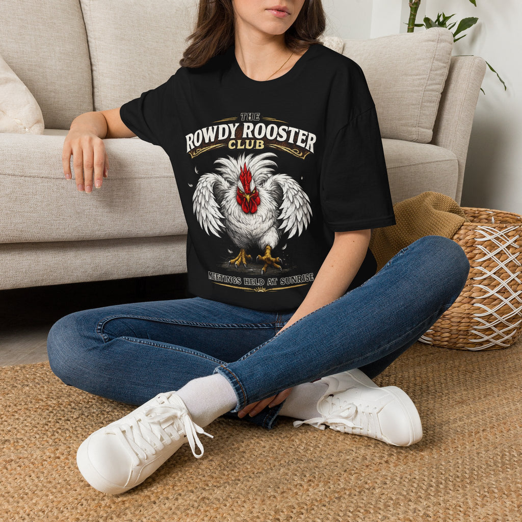 Rooster - Rowdy Rooster Club T-Shirt — 'Meetings Held at Sunrise' Graphic Tee