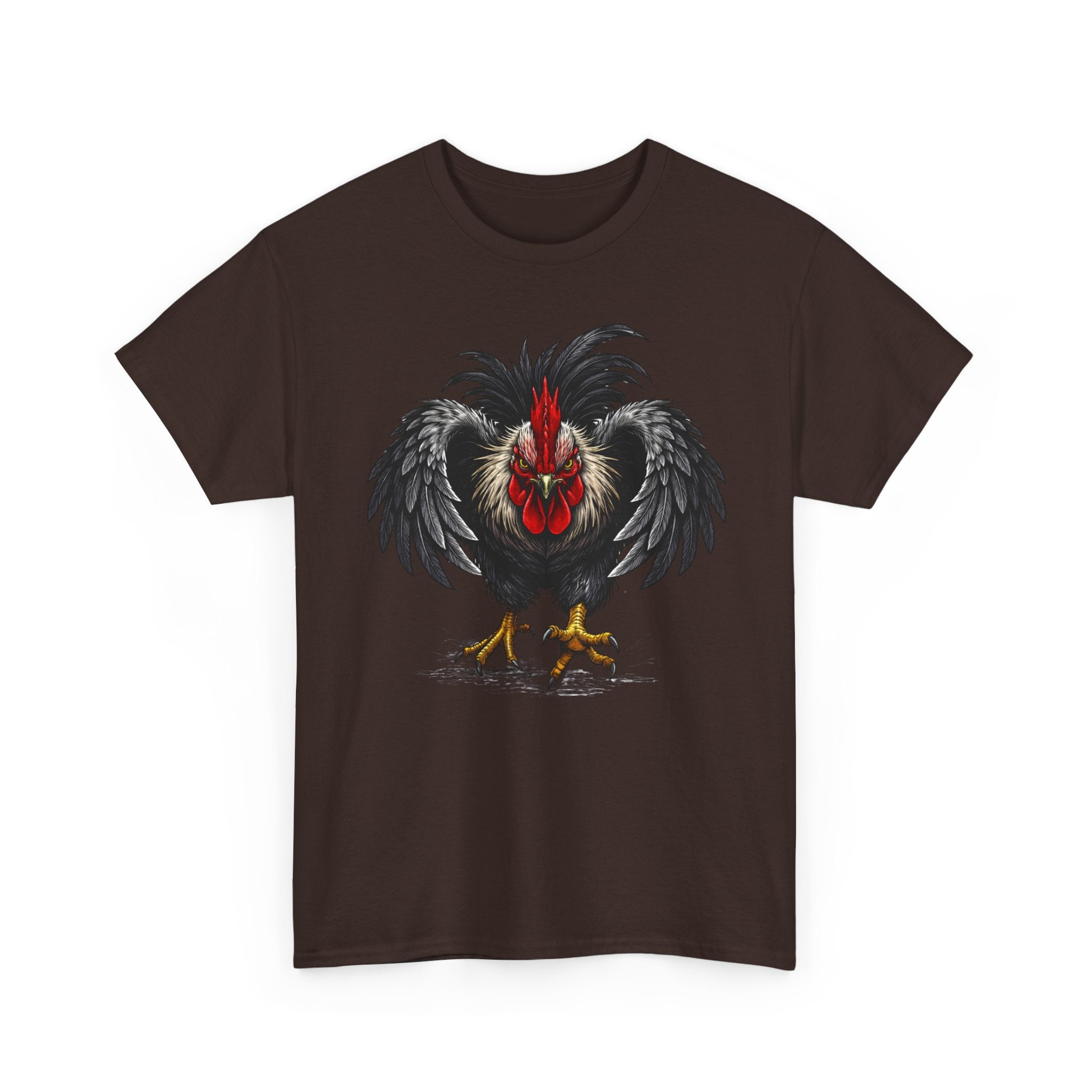 Rooster Warrior Graphic Tee — Fierce Black Rooster Illustration T-Shirt