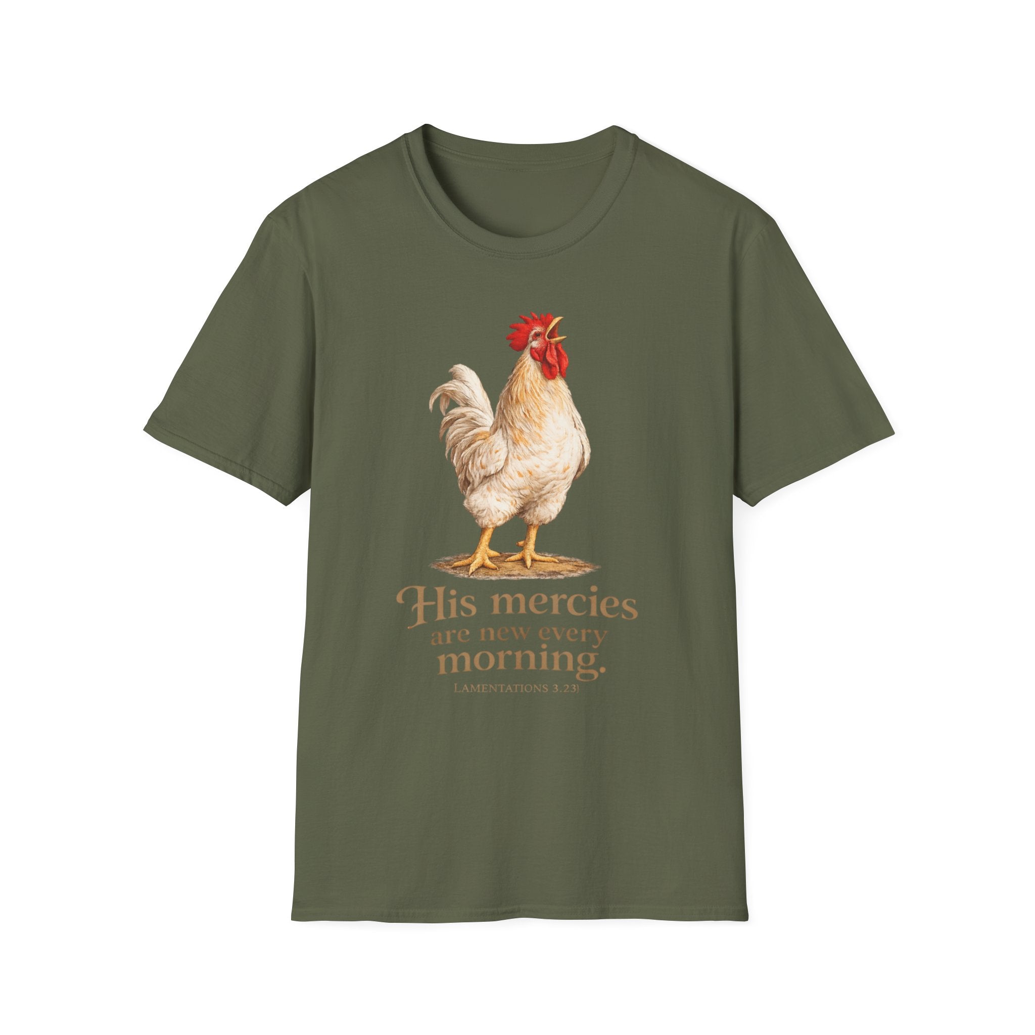 Rooster Morning Mercy T-Shirt – "His mercies are new every morning" Christian Tee