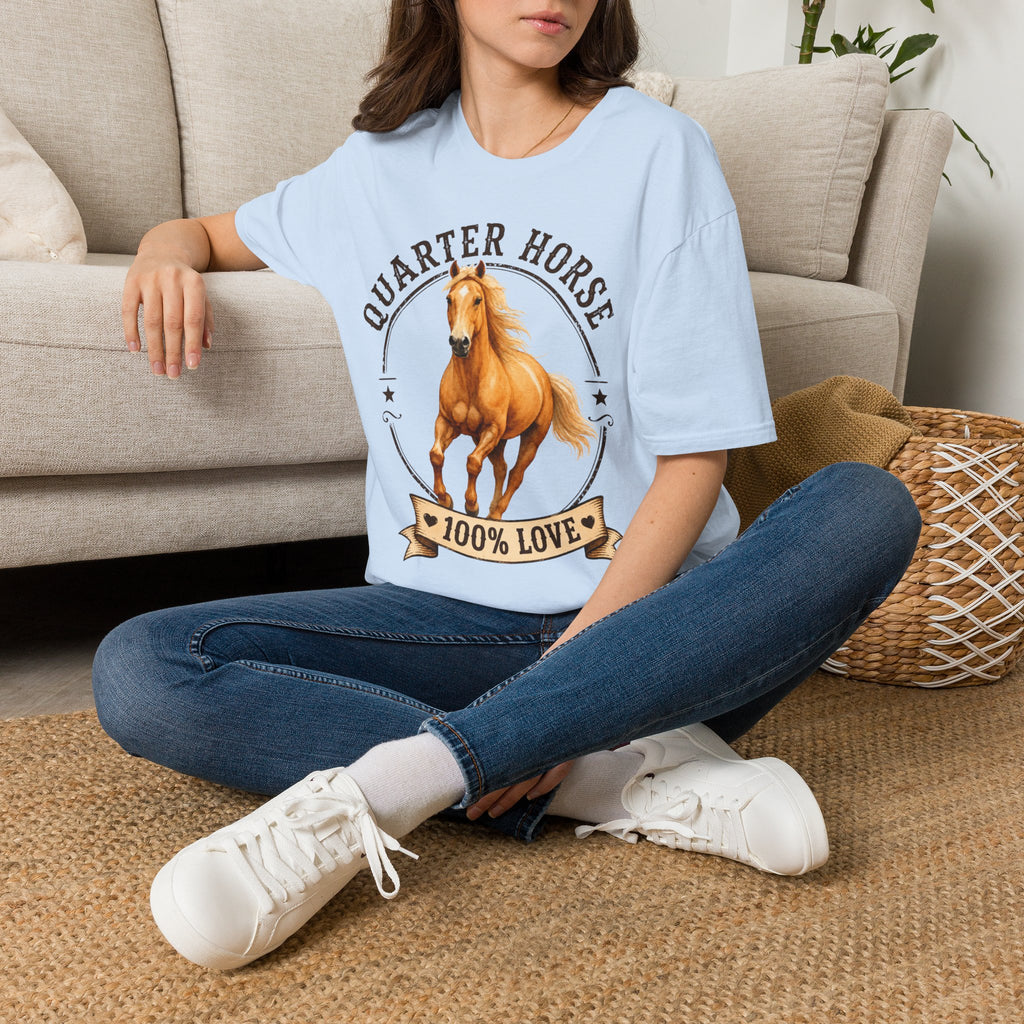 Quarter Horse T-Shirt — 'Quarter Horse 100% Love' Graphic Tee for Horse Lovers