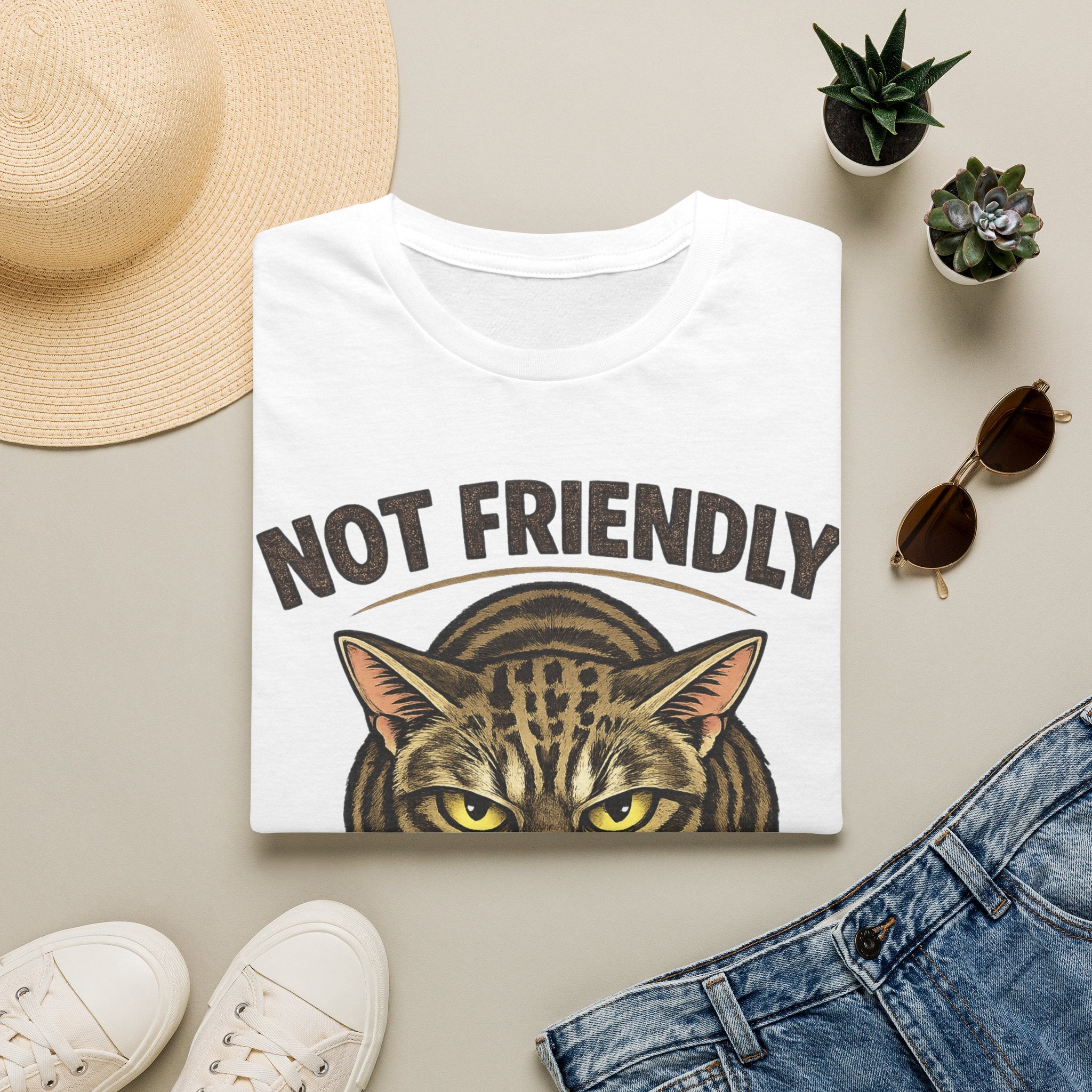 Not Friendly Cat T-Shirt — "Approach With Snacks" Vintage Grumpy Cat Tee