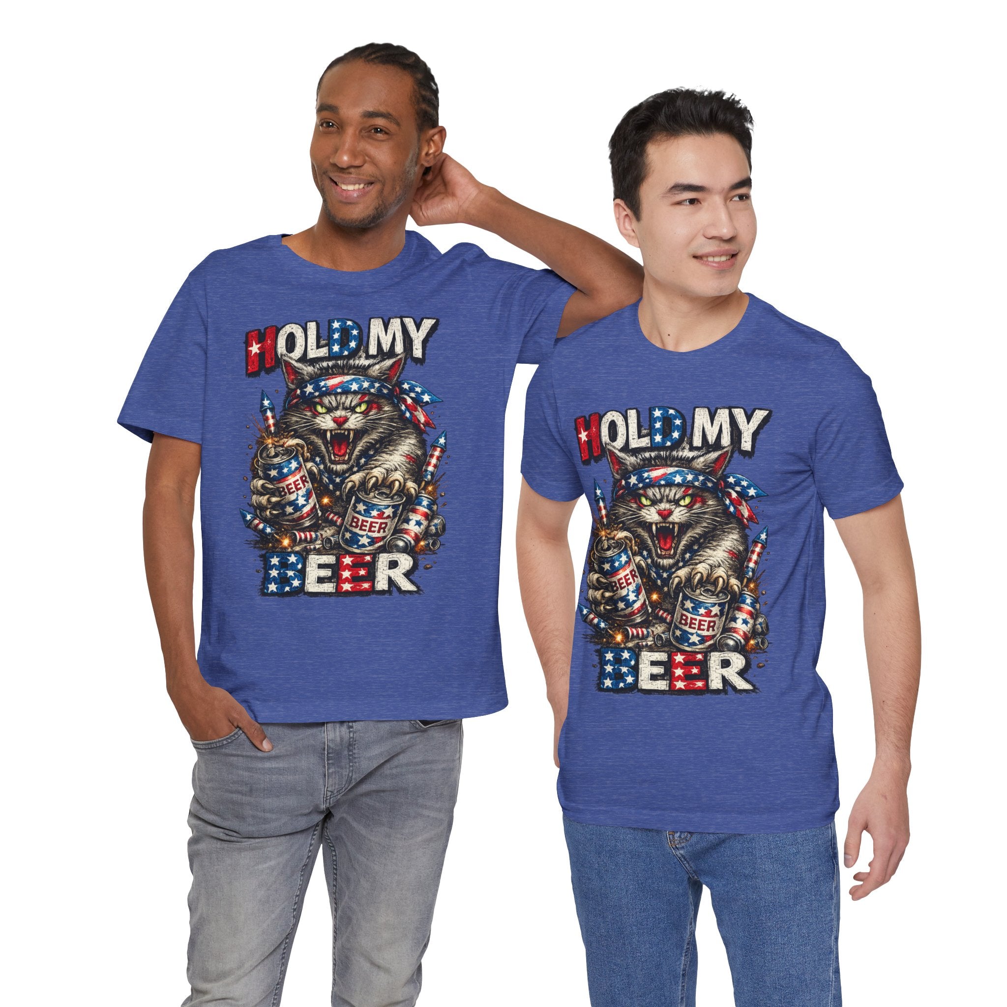 Hold My Beer Cat T-Shirt — Patriotic Funny Independence Day Tee