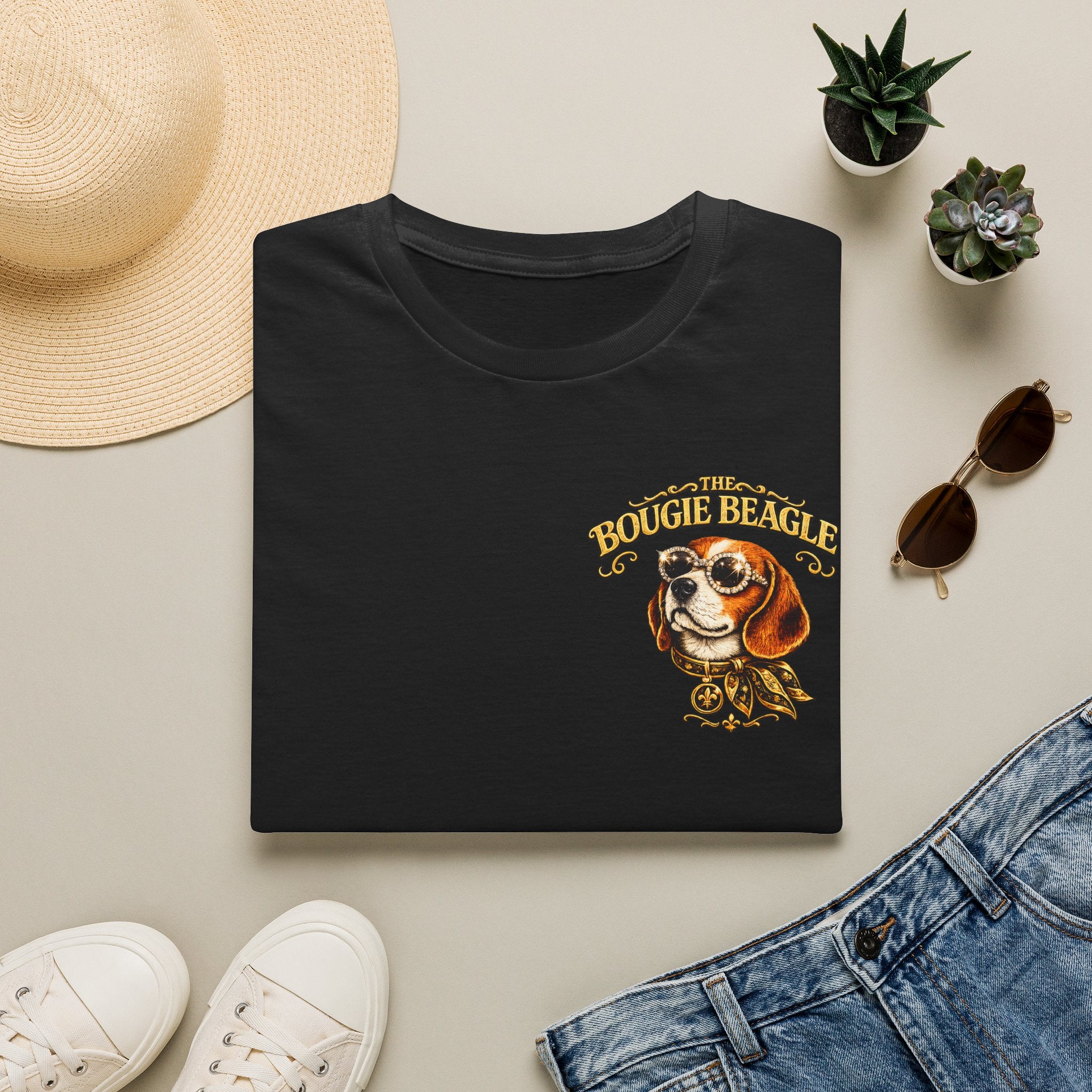 Beagle Vintage Tee- front and back print "Bougie Beagle" Graphic T-Shirt for Dog Lovers