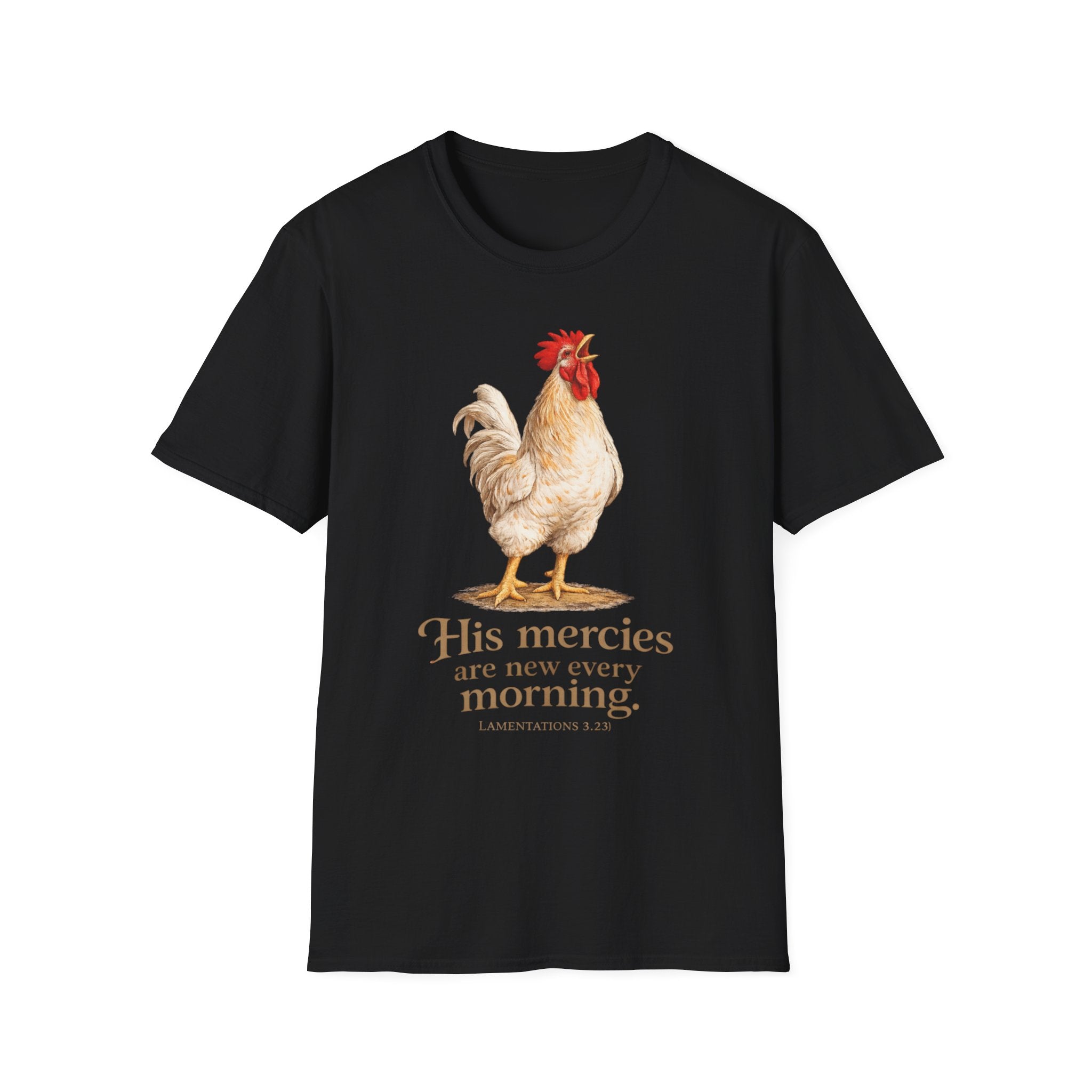 Rooster Morning Mercy T-Shirt – "His mercies are new every morning" Christian Tee
