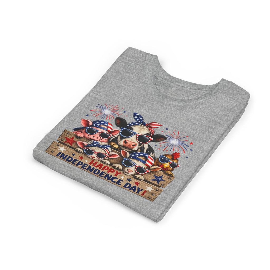Youth Tee - Happy Independence Day Cow Patriotic Graphic