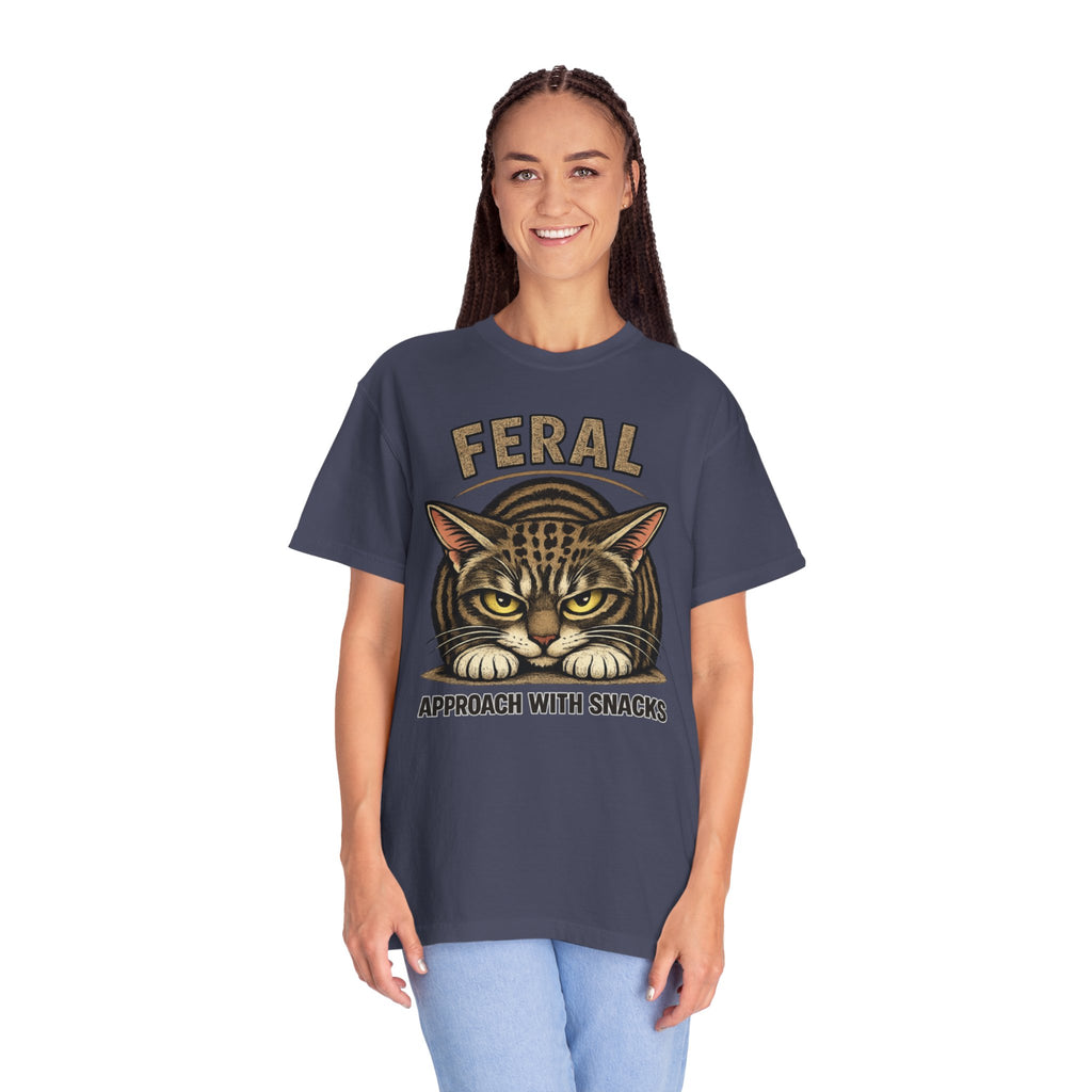 T-Shirt — "Feral: Approach With Snacks" Cat Graphic Tee