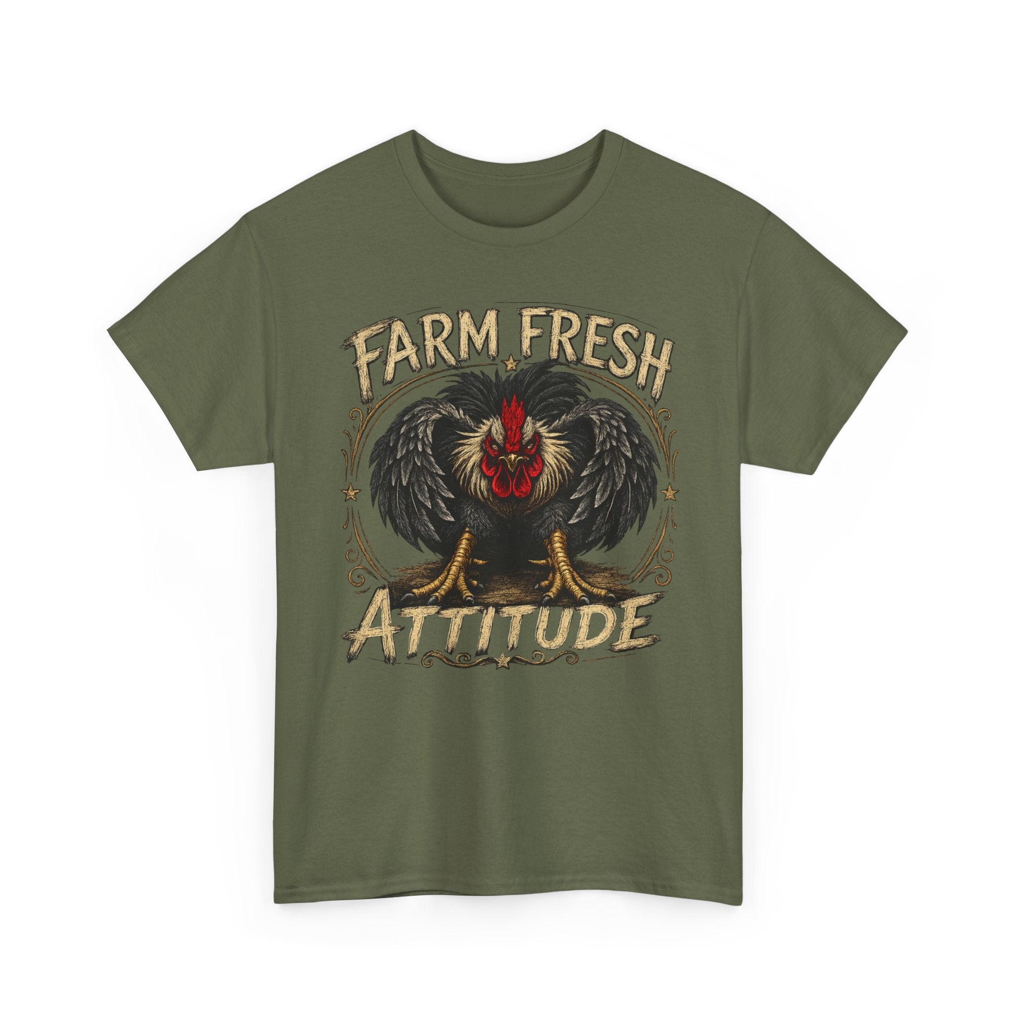 Farm Fresh Attitude T-Shirt — Rooster Vintage Farm Humor Tee