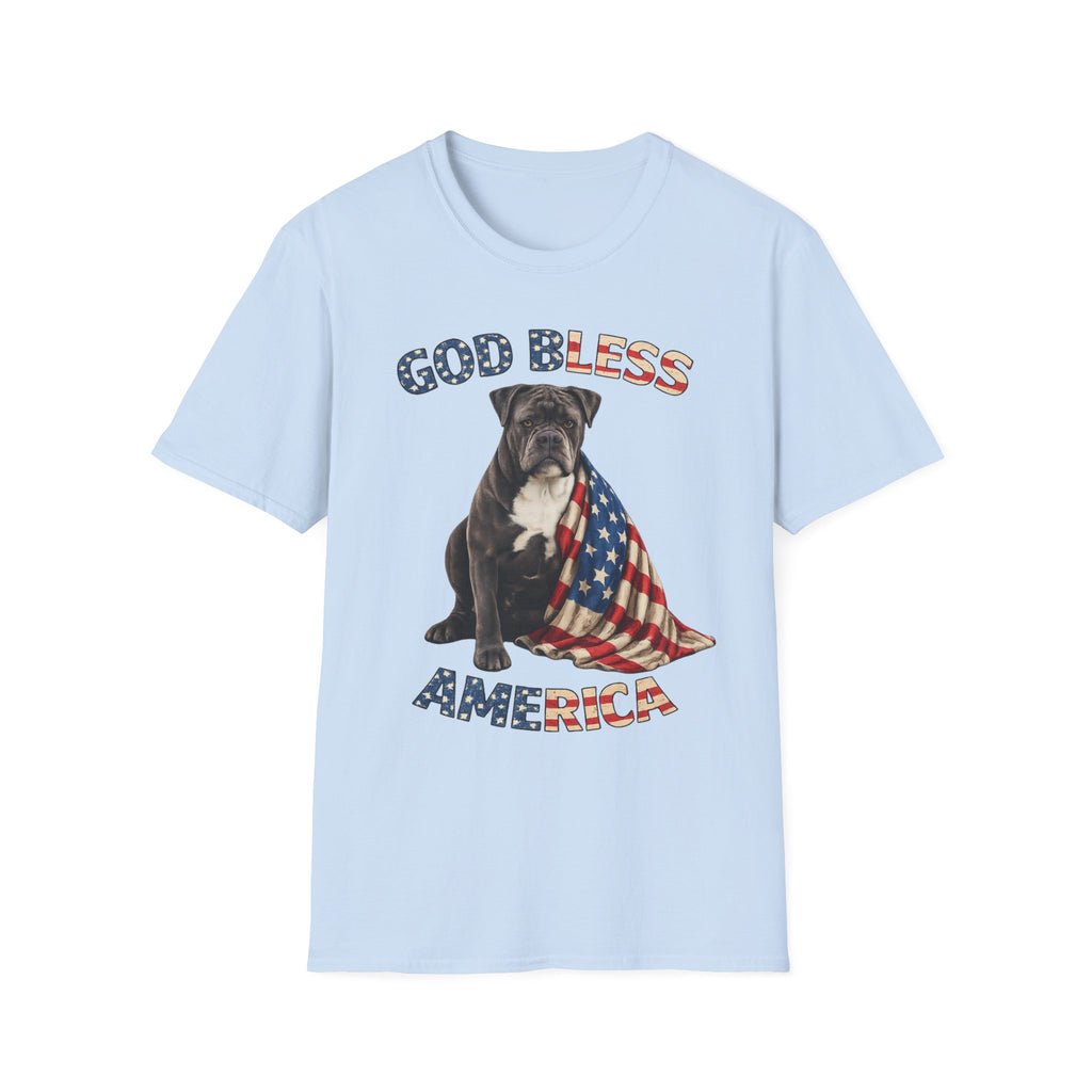God Bless America Bulldog T-Shirt — Patriotic USA Flag Pup Tee