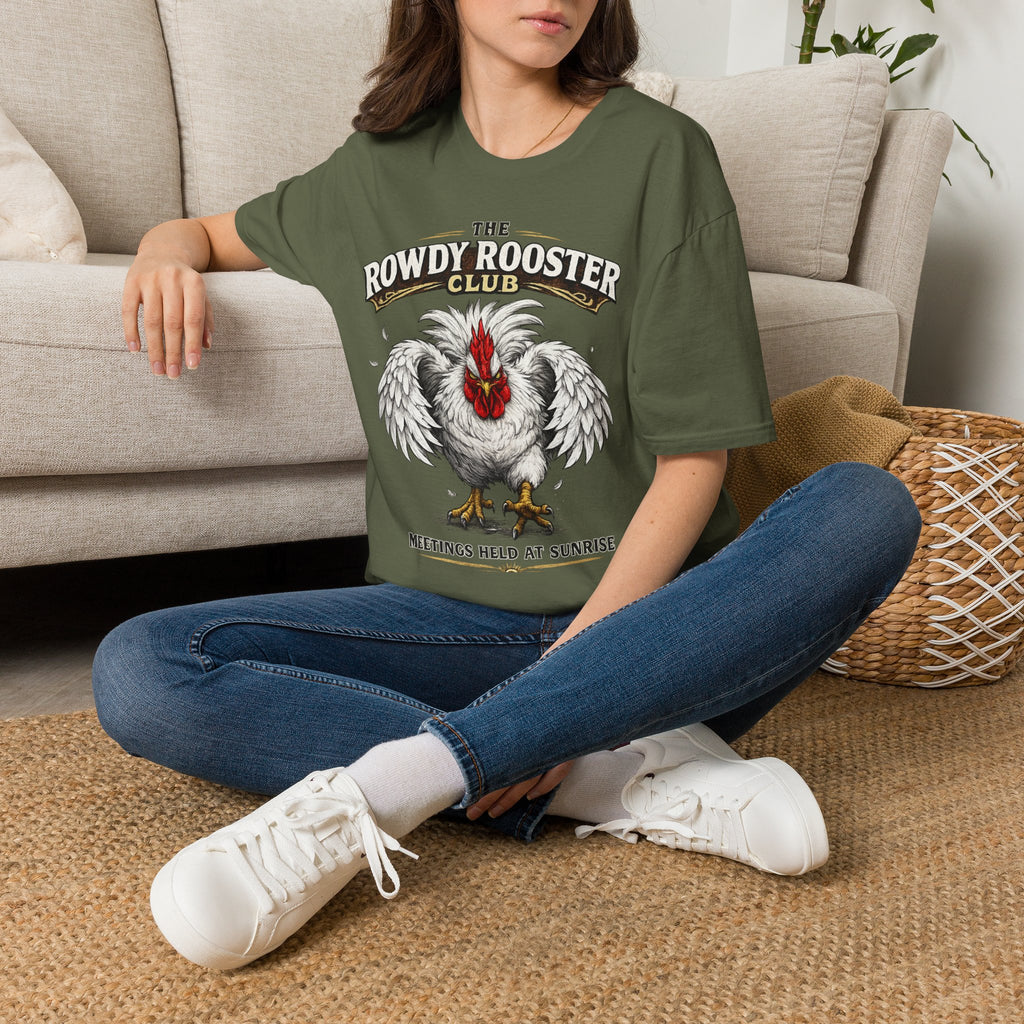 Rooster - Rowdy Rooster Club T-Shirt — 'Meetings Held at Sunrise' Graphic Tee