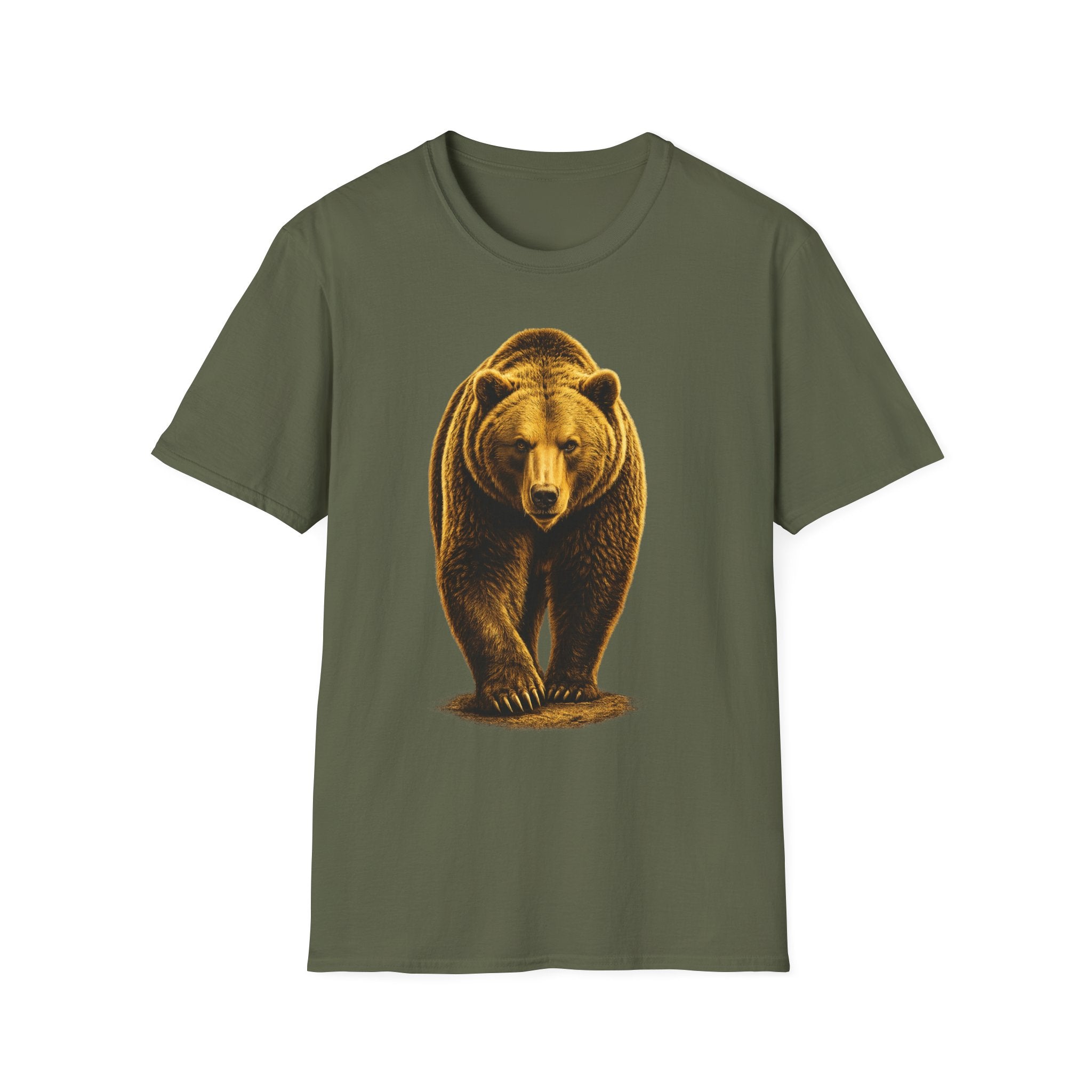 Bear Graphic T-Shirt — Bold Front-Facing Brown Bear Tee