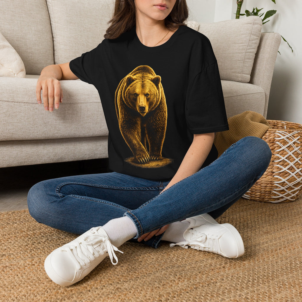 Bear Graphic T-Shirt — Bold Front-Facing Brown Bear Tee