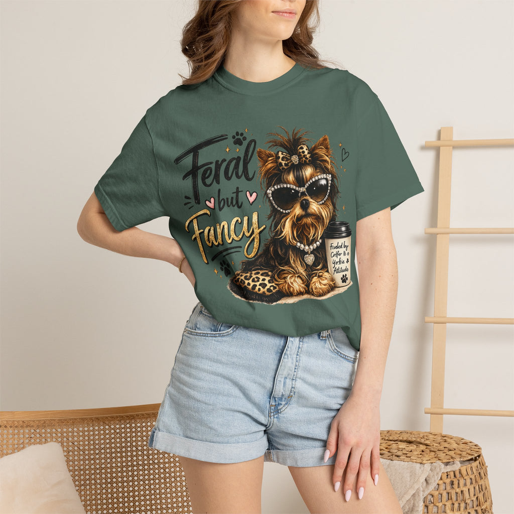 Feral but Fancy Yorkie T-Shirt – Cute Dog Graphic Tee for Pet Lovers