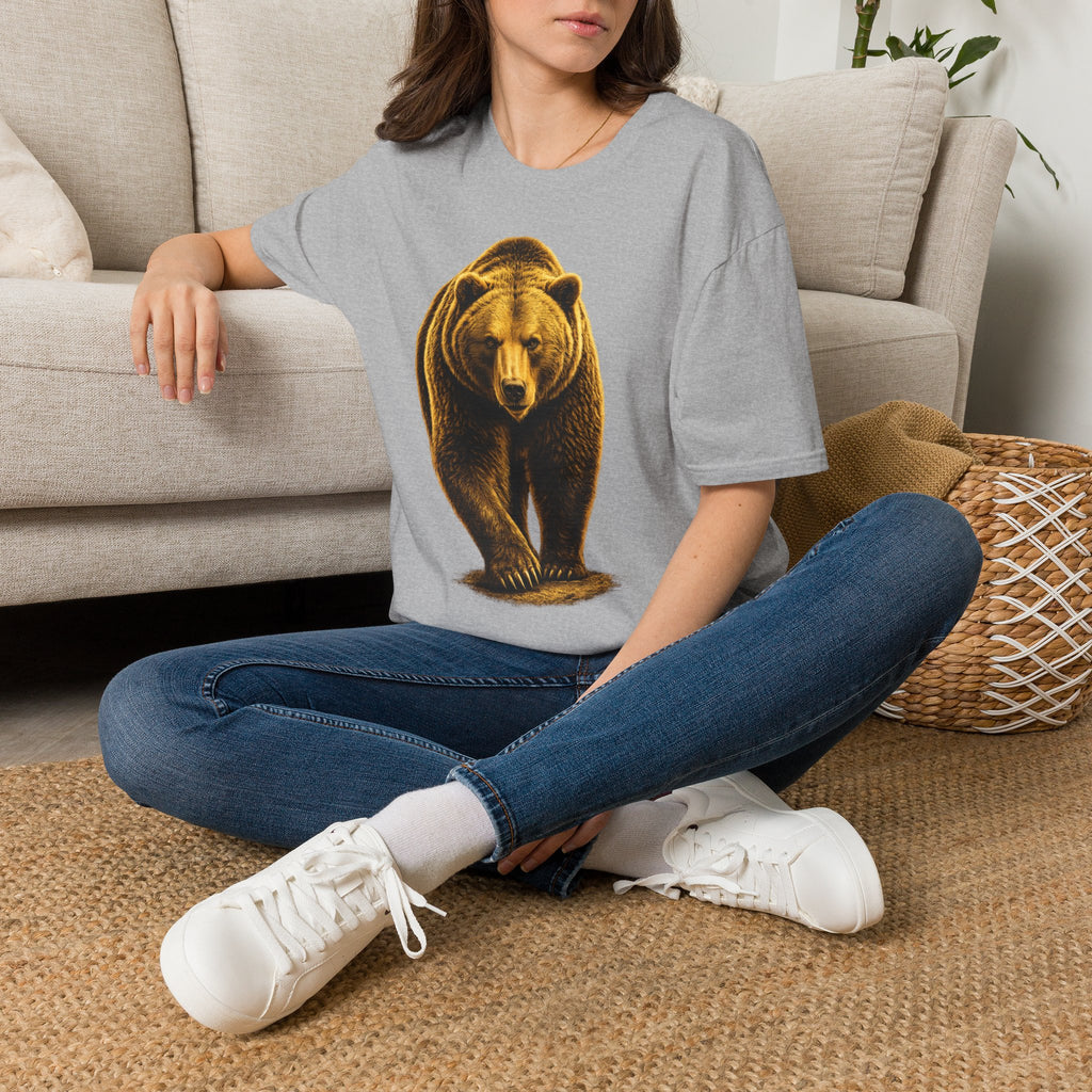 Bear Graphic T-Shirt — Bold Front-Facing Brown Bear Tee