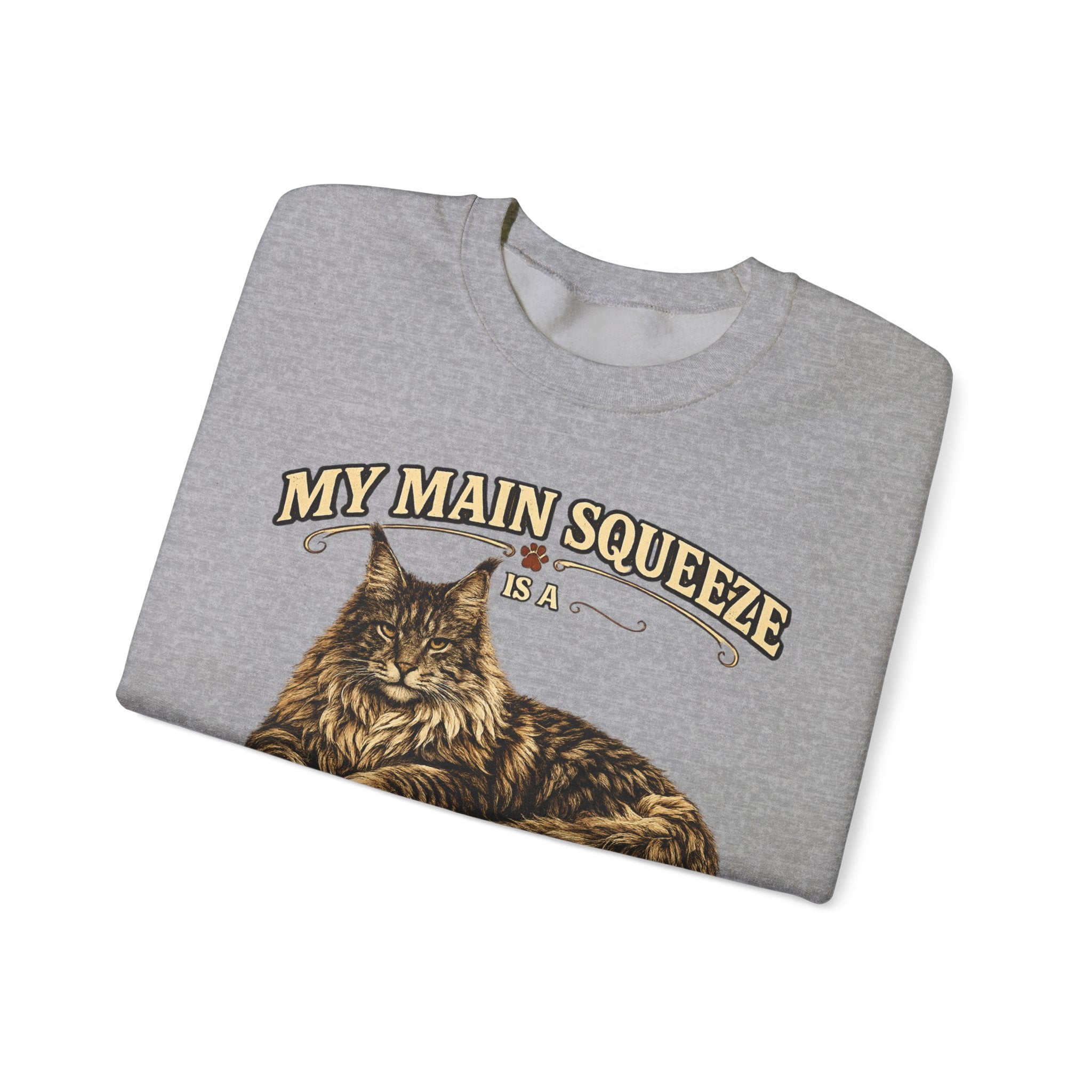 Maine Coon Sweatshirt - "My Main Squeeze" Cat Lover Crewneck