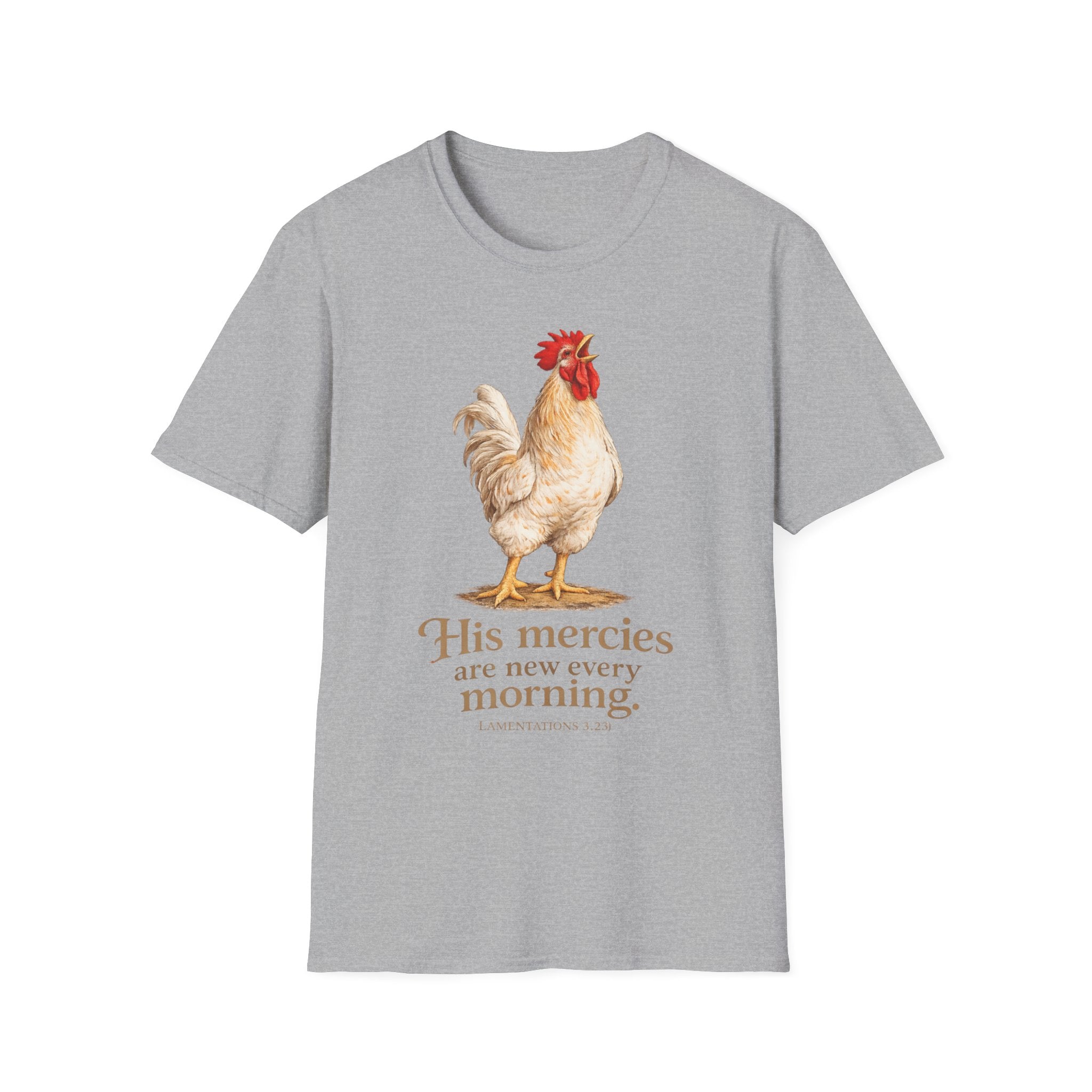 Rooster Morning Mercy T-Shirt – "His mercies are new every morning" Christian Tee