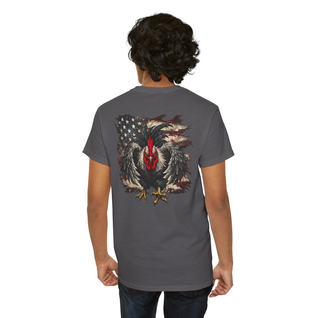 Patriotic Rooster Tee - American Flag Chicken Graphic T-Shirt