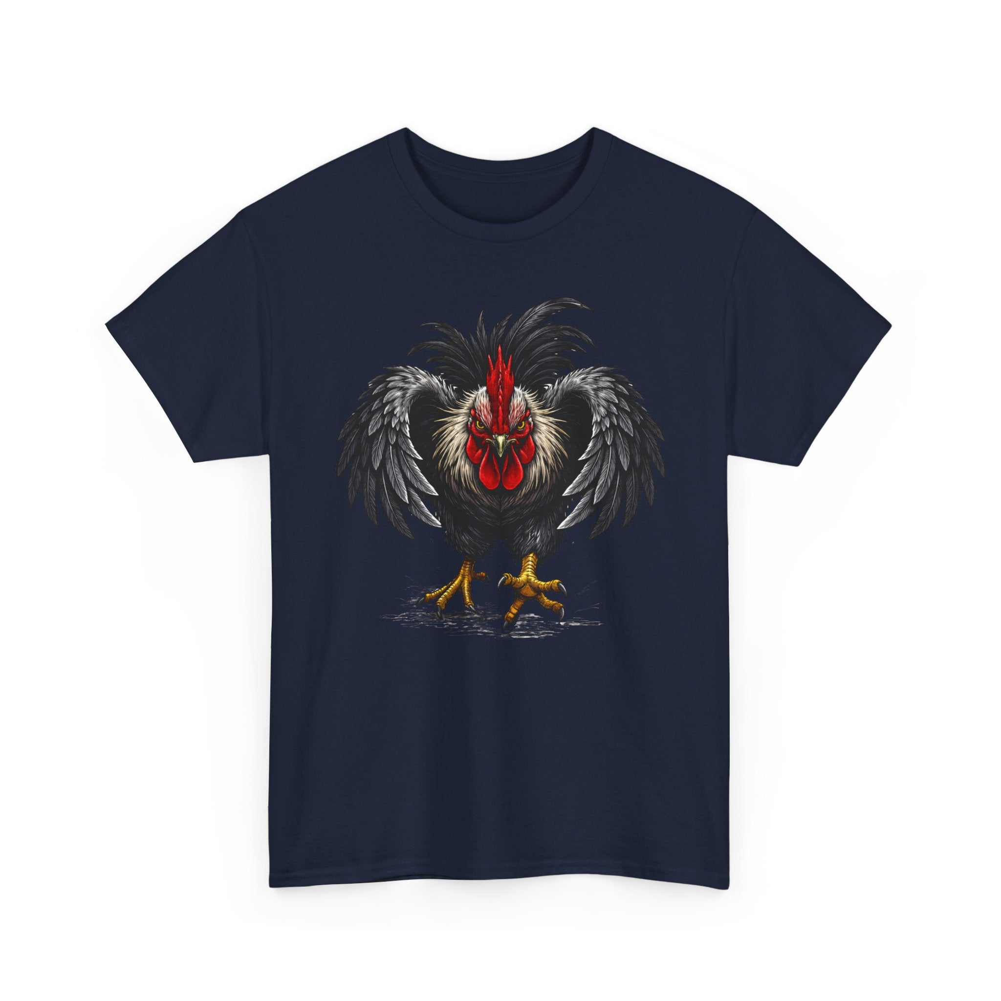 Rooster Warrior Graphic Tee — Fierce Black Rooster Illustration T-Shirt