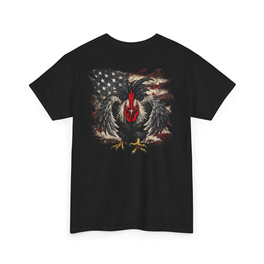 Patriotic Rooster Tee - American Flag Chicken Graphic T-Shirt