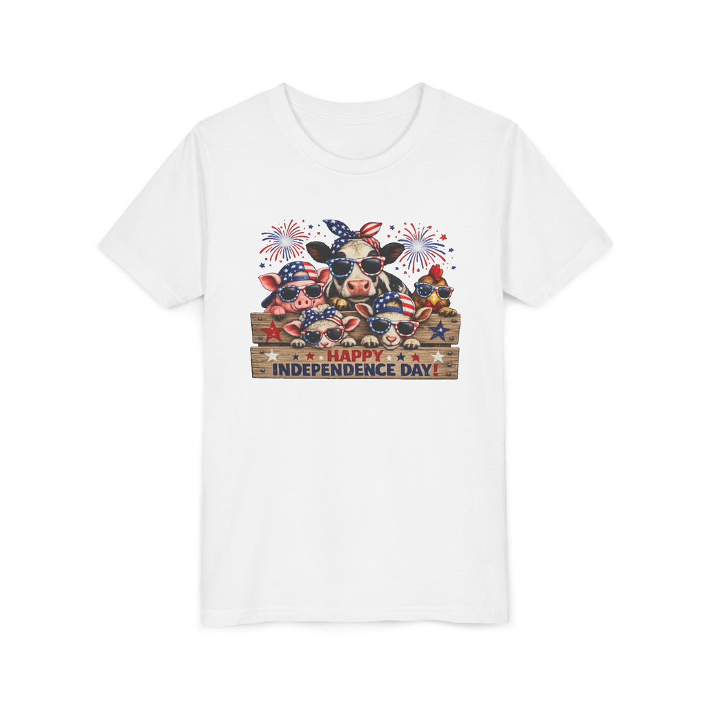 Youth Tee - Happy Independence Day Cow Patriotic Graphic