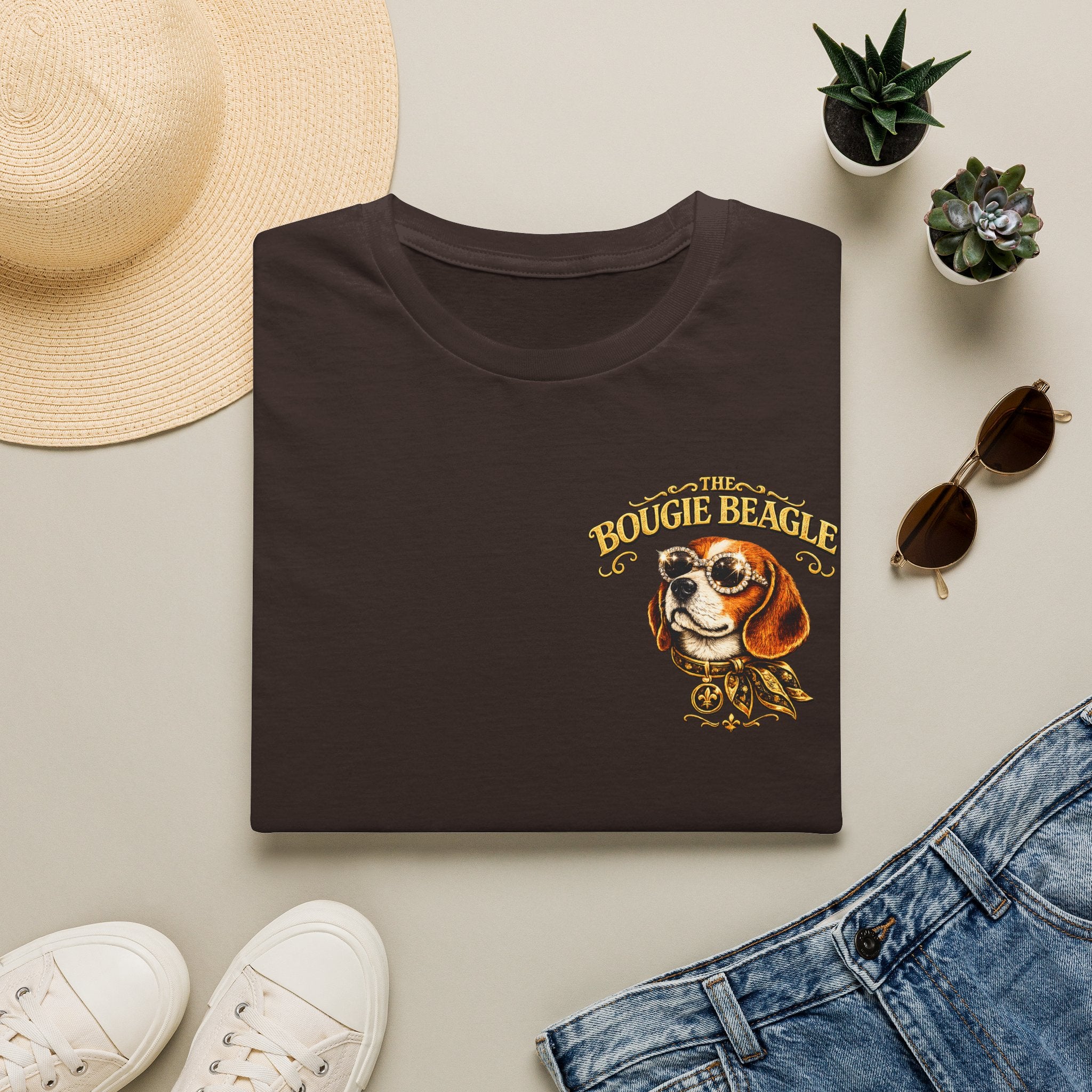 Beagle Vintage Tee- front and back print "Bougie Beagle" Graphic T-Shirt for Dog Lovers