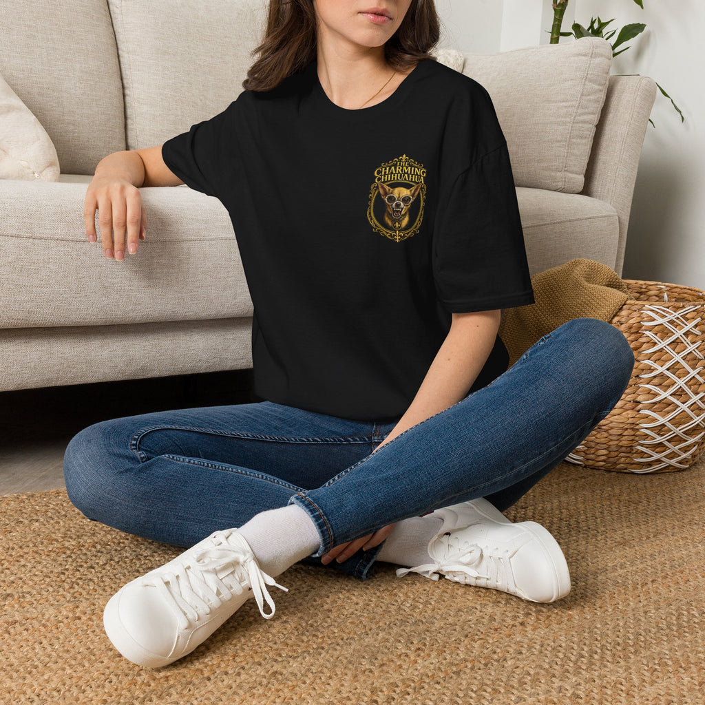 Chihuahua-Charming Chihuahua Graphic Tee — “The Charming Chihuahua” Cute Dog Lover T-Shirt --front and back print